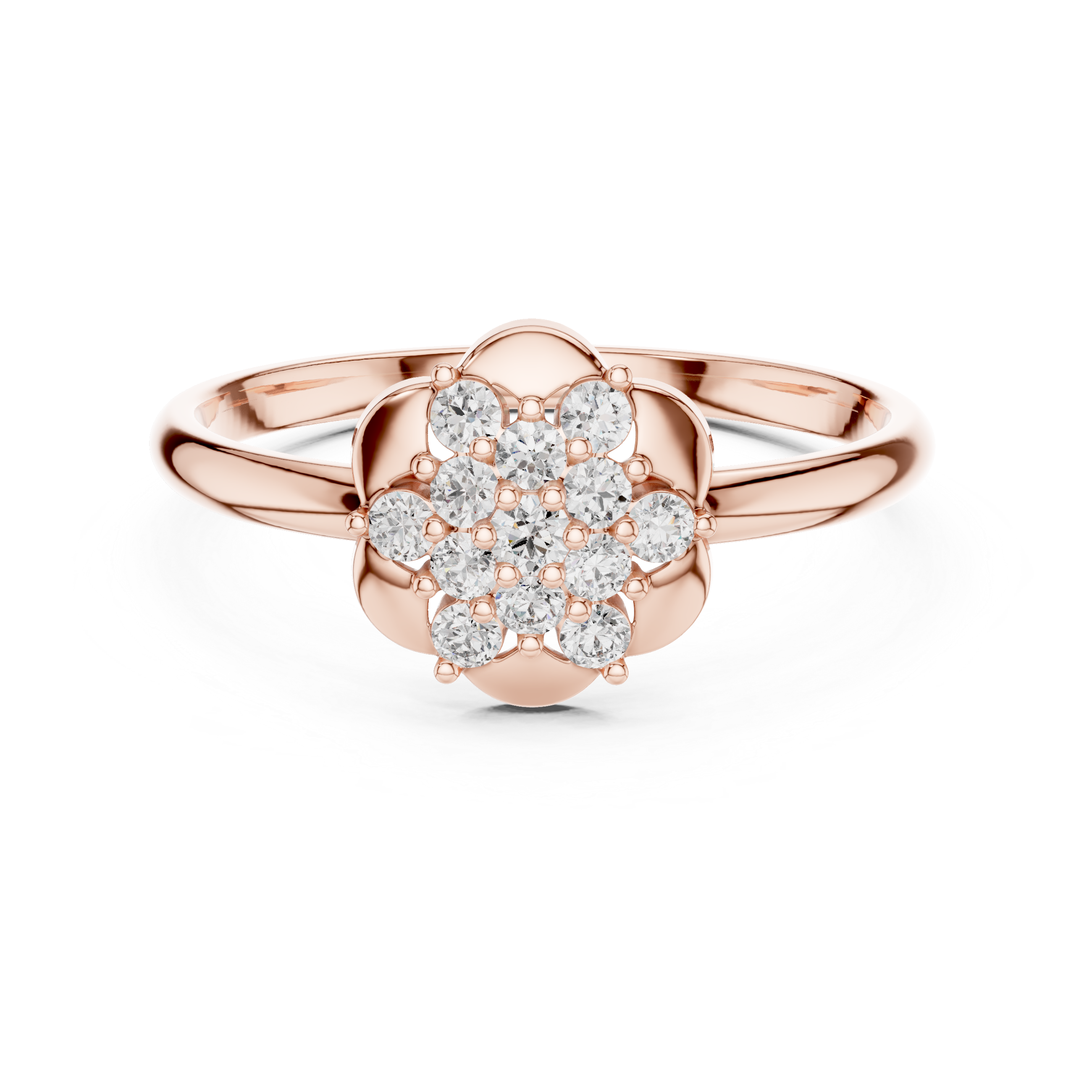 Elegant Rose Gold Floral Cluster Lab-Grown Diamond Ring