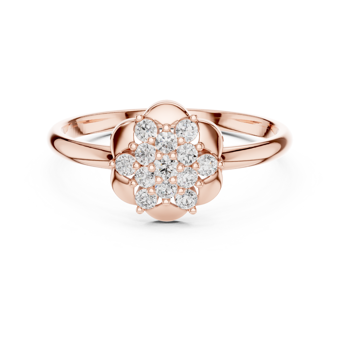 Elegant Rose Gold Floral Cluster Lab-Grown Diamond Ring