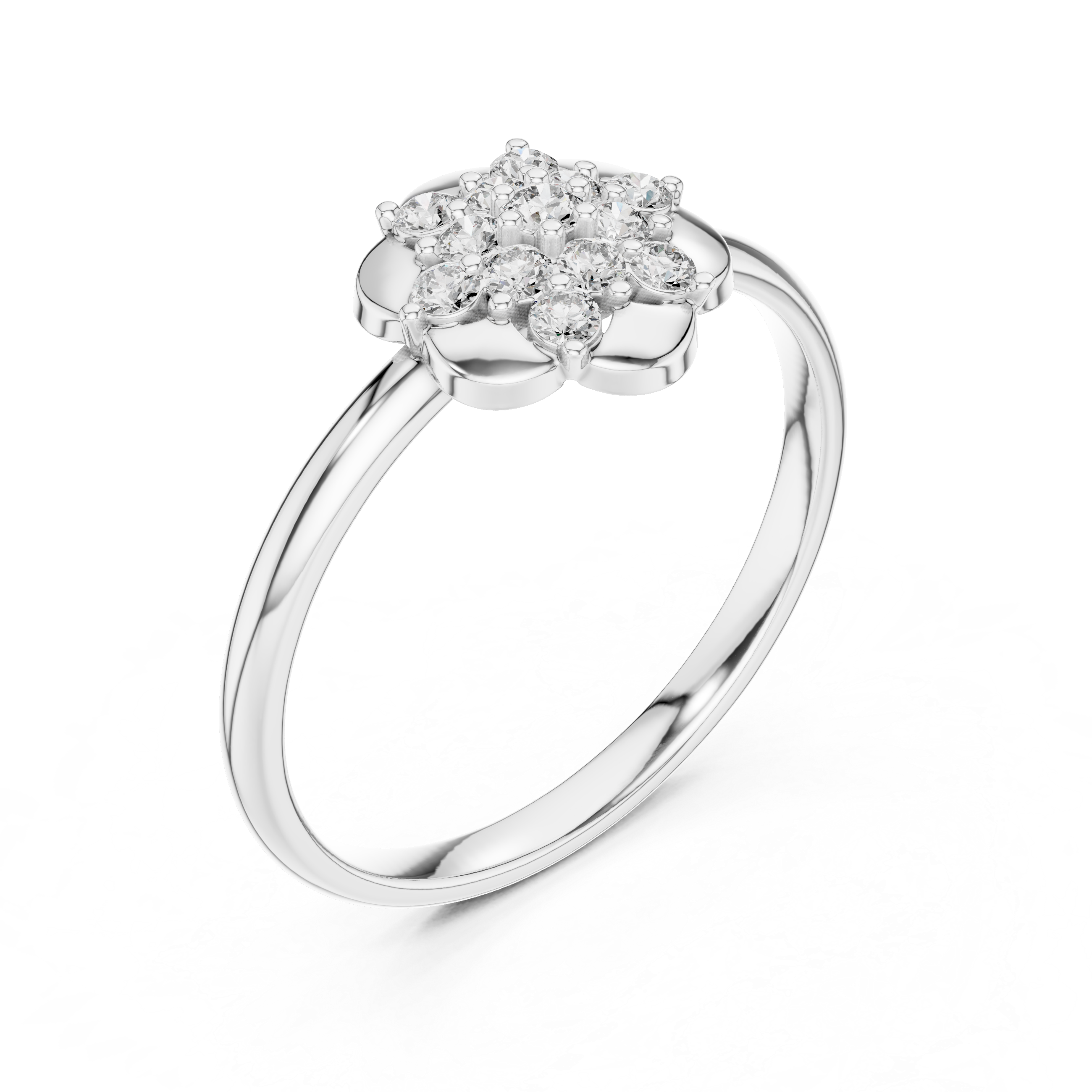 Elegant Rose Gold Floral Cluster Lab-Grown Diamond Ring