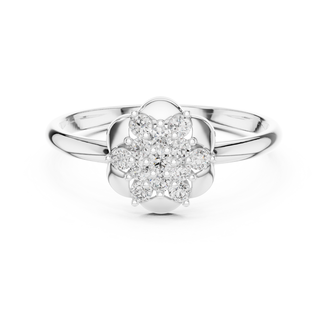 Elegant Rose Gold Floral Cluster Lab-Grown Diamond Ring