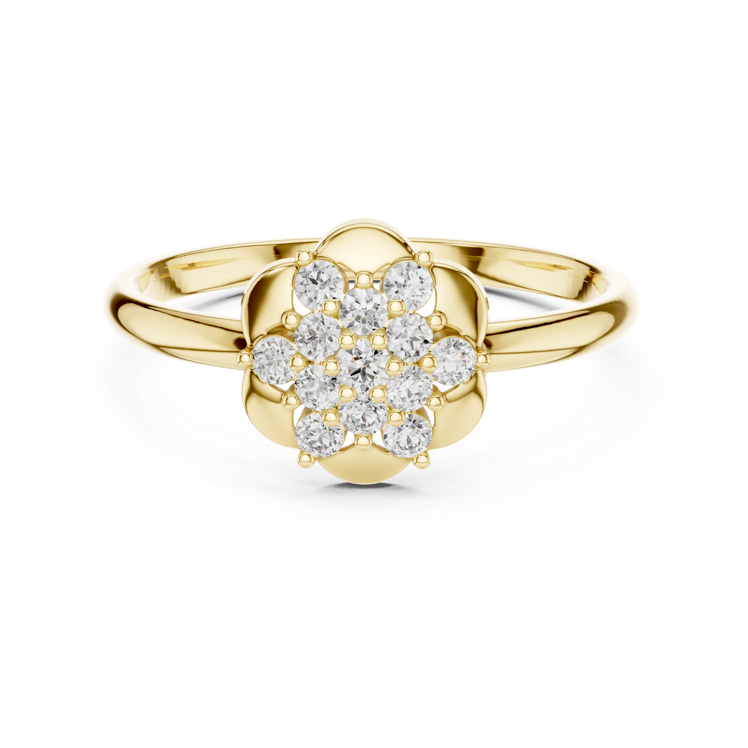 Elegant Rose Gold Floral Cluster Lab-Grown Diamond Ring
