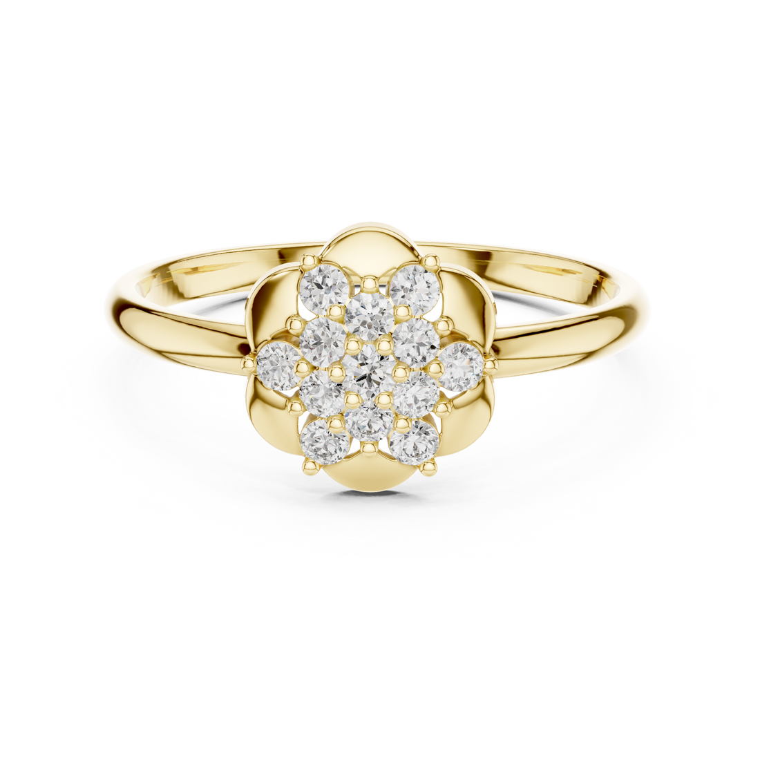 Elegant Rose Gold Floral Cluster Lab-Grown Diamond Ring