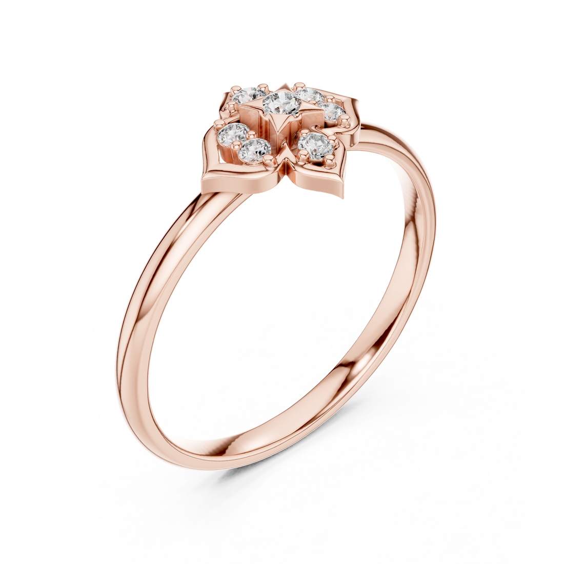 Elegant Floral Cluster Lab-Grown Diamond Ring in Rose Gold
