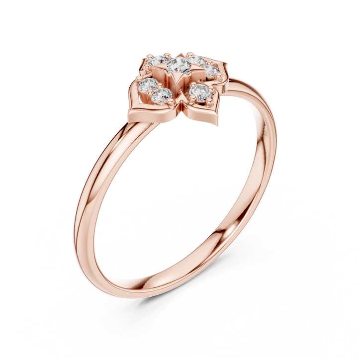 Elegant Floral Cluster Lab-Grown Diamond Ring in Rose Gold