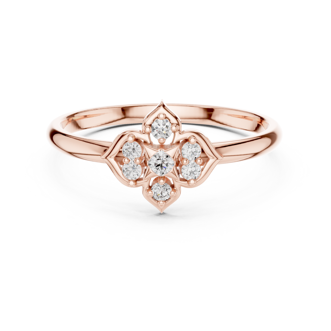 Elegant Floral Cluster Lab-Grown Diamond Ring in Rose Gold