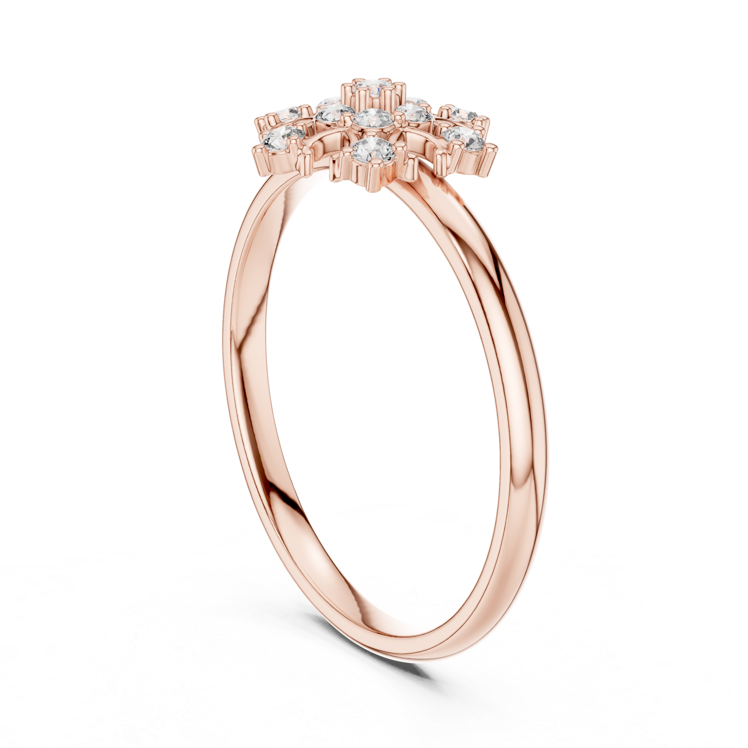Rose Gold Floral Cluster Lab-Grown Diamond Ring