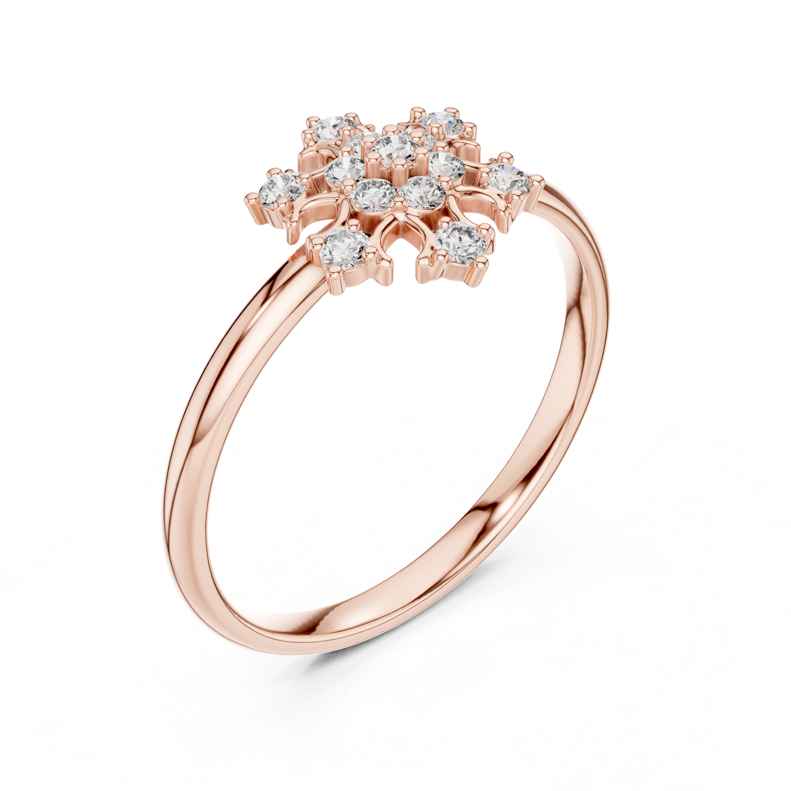 Rose Gold Floral Cluster Lab-Grown Diamond Ring