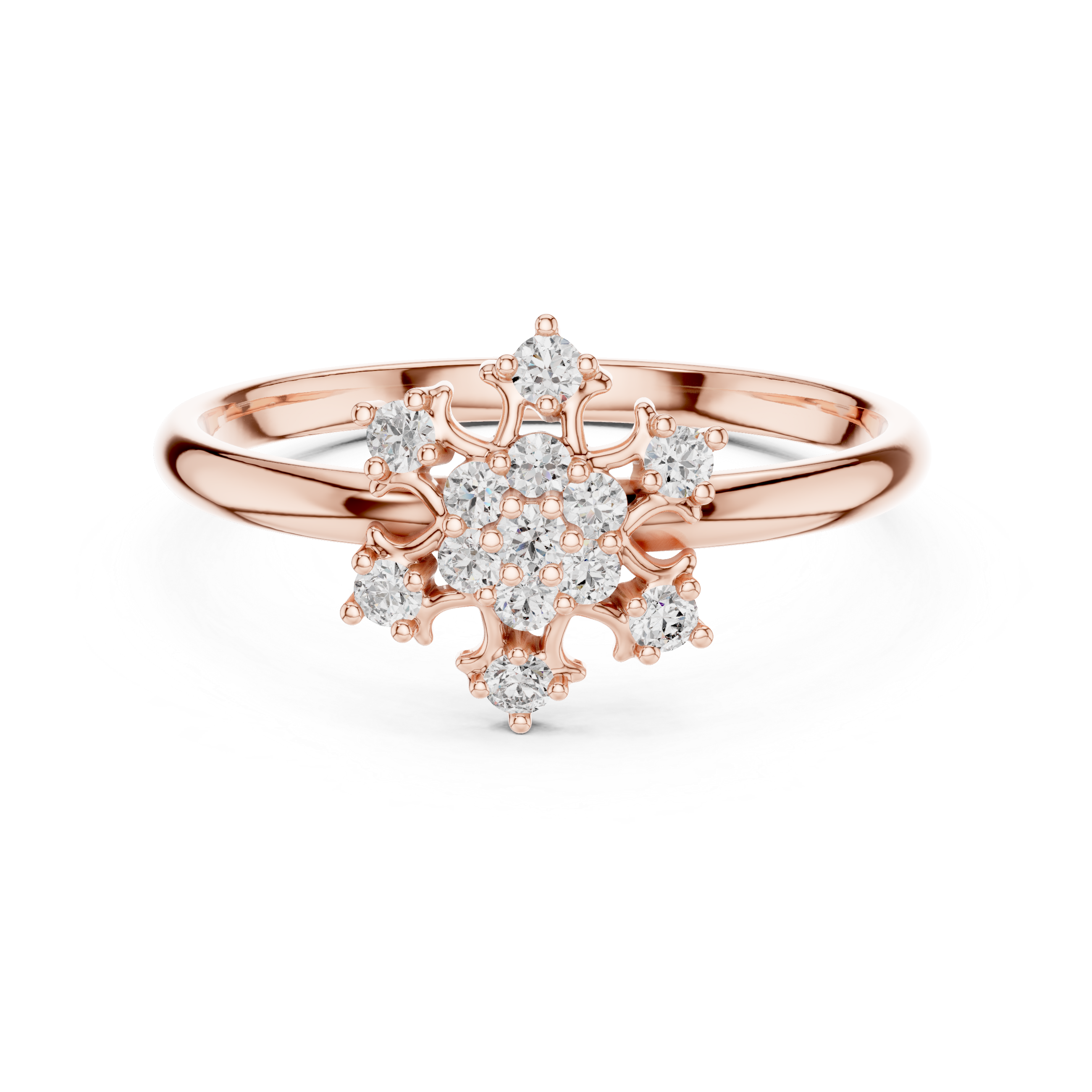 Rose Gold Floral Cluster Lab-Grown Diamond Ring