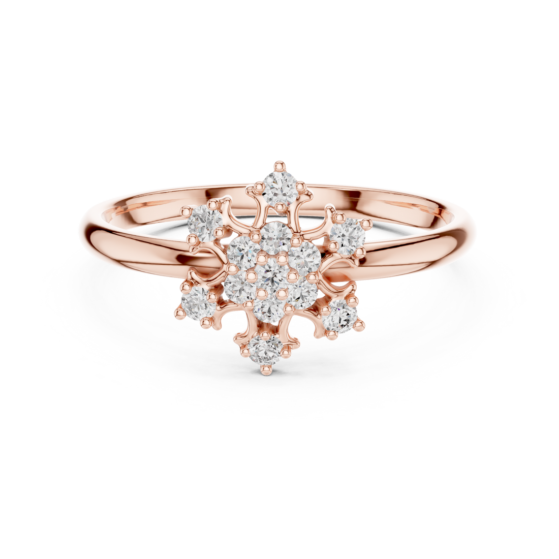 Rose Gold Floral Cluster Lab-Grown Diamond Ring