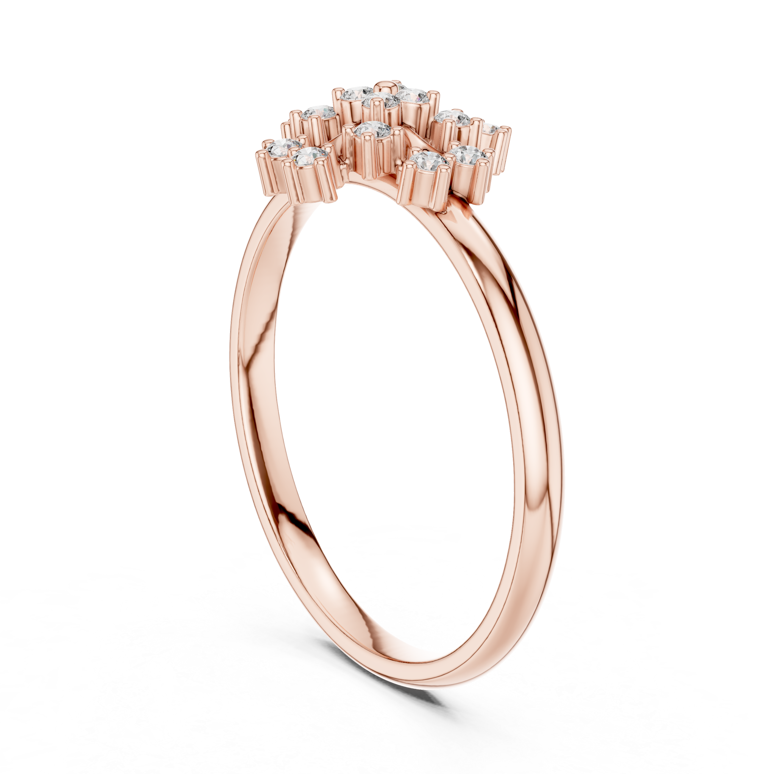 Elegant Rose Gold Floral Cluster Lab-Grown Diamond Ring