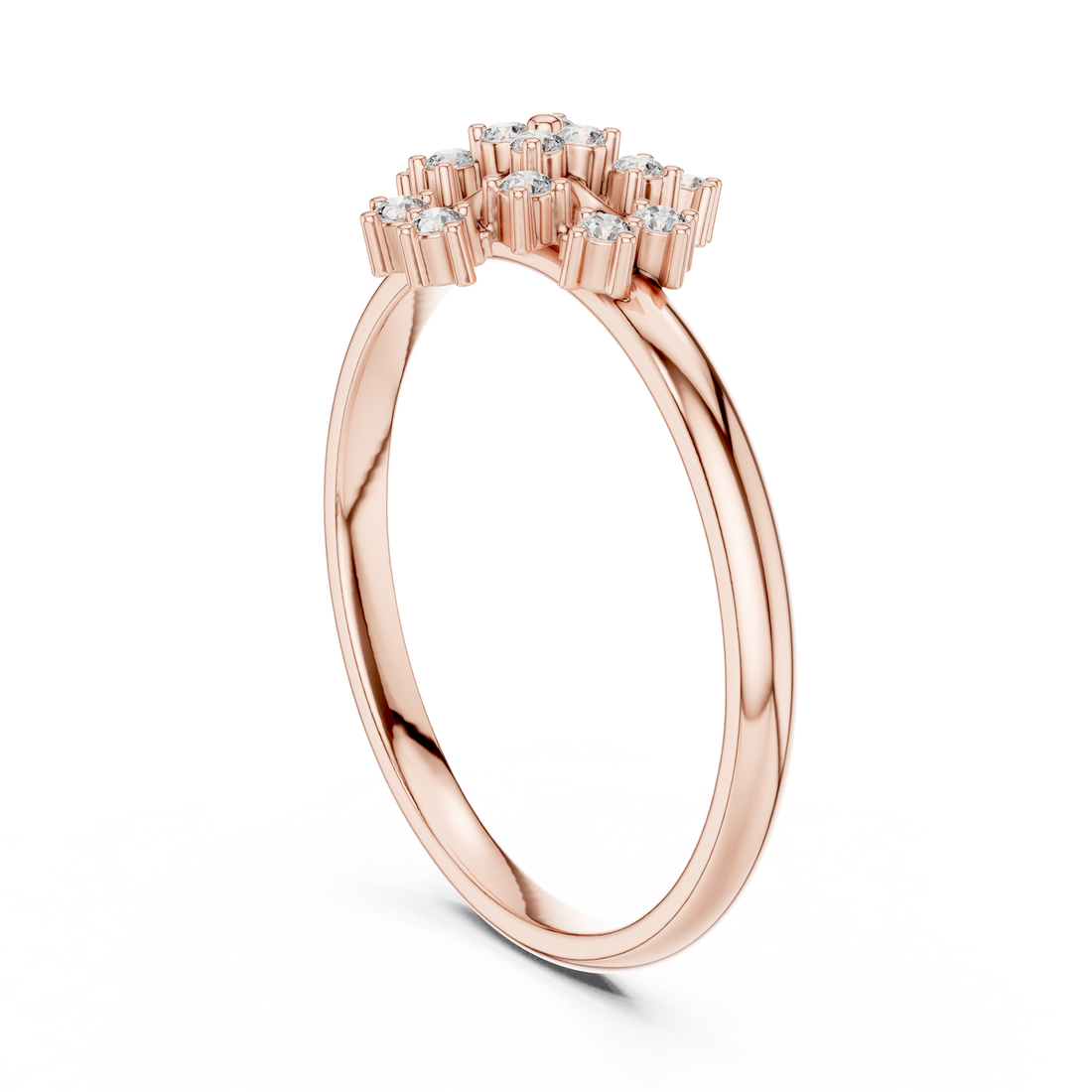 Elegant Rose Gold Floral Cluster Lab-Grown Diamond Ring