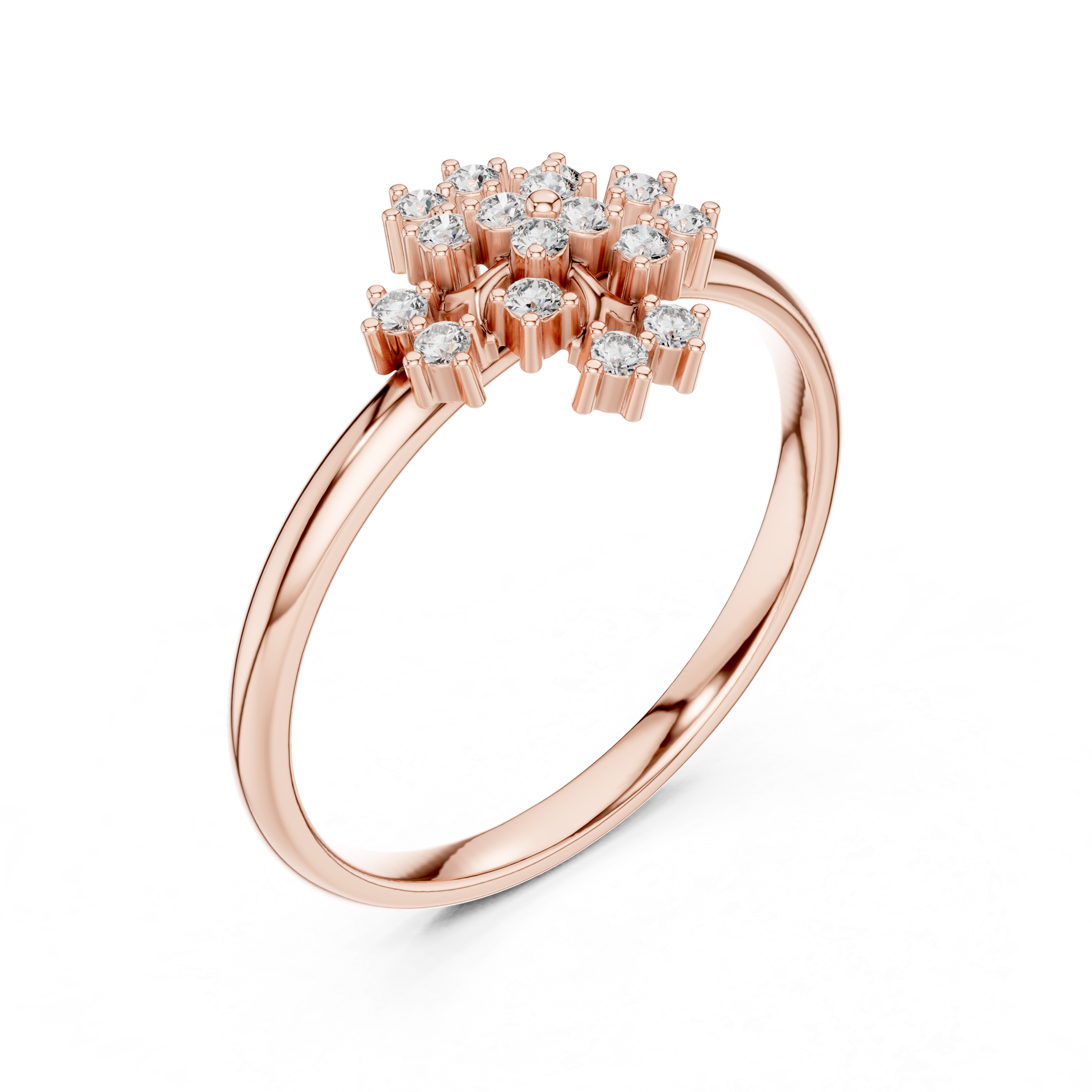 Elegant Rose Gold Floral Cluster Lab-Grown Diamond Ring