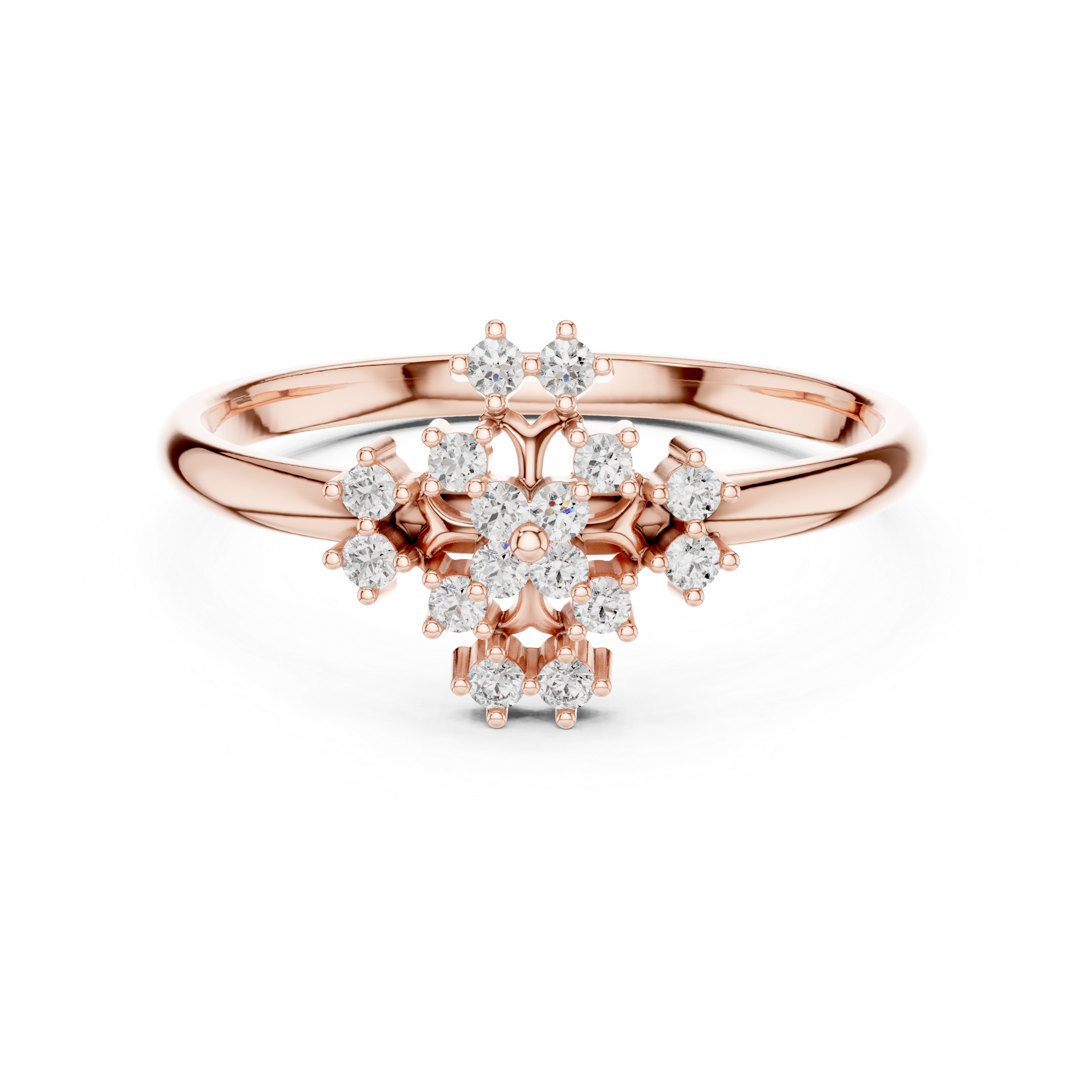 Elegant Rose Gold Floral Cluster Lab-Grown Diamond Ring