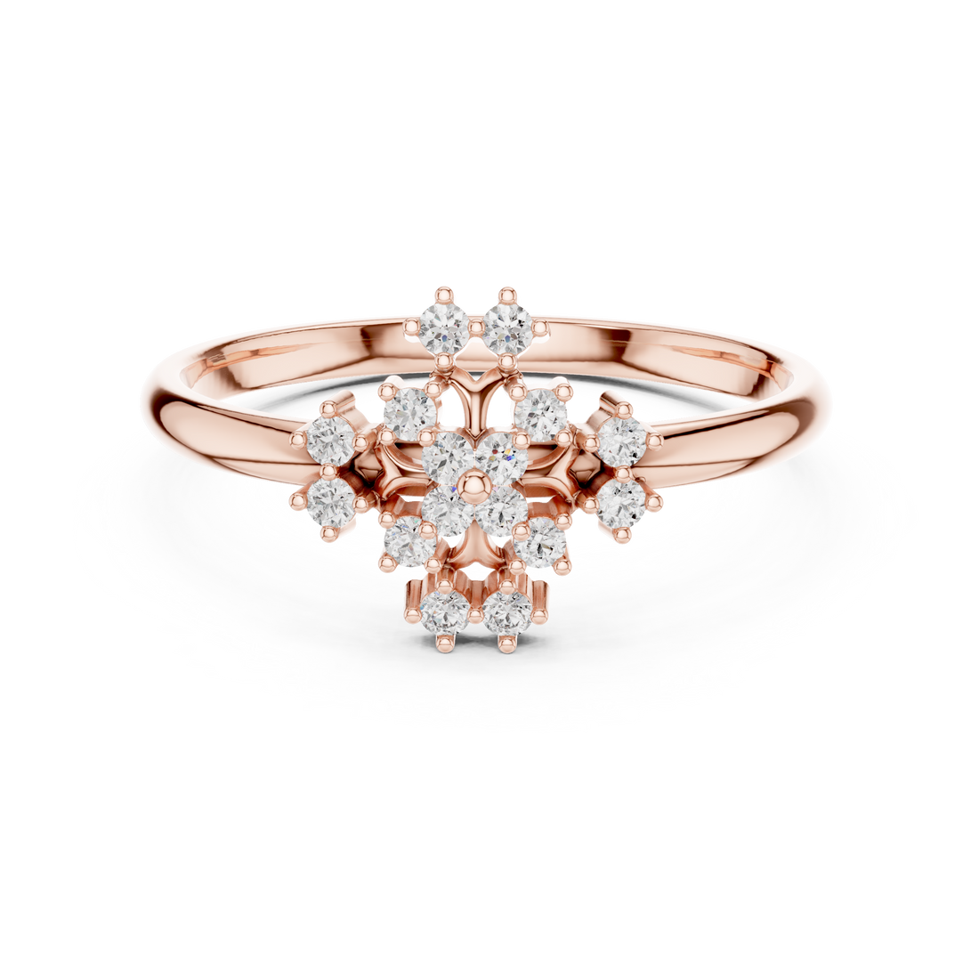 Elegant Rose Gold Floral Cluster Lab-Grown Diamond Ring