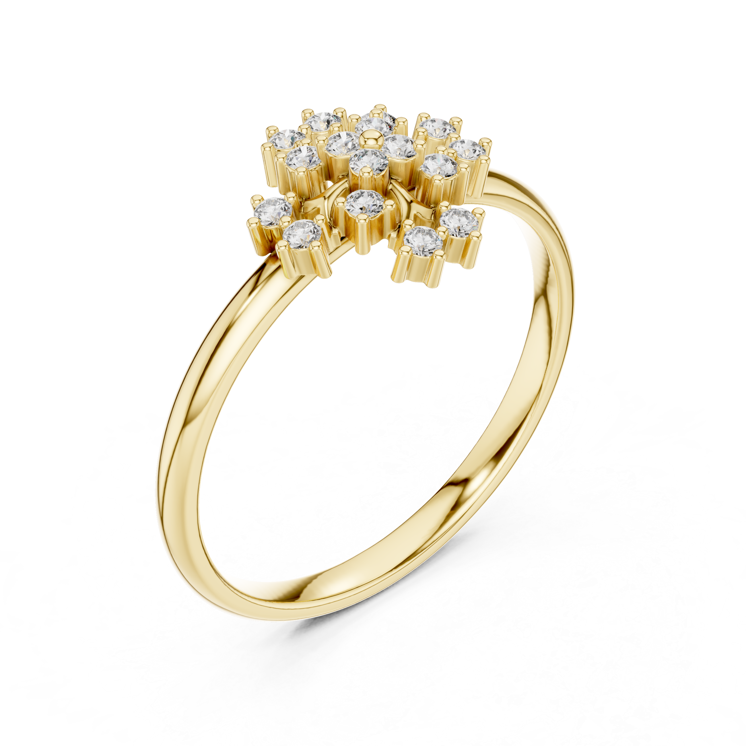 Elegant Rose Gold Floral Cluster Lab-Grown Diamond Ring