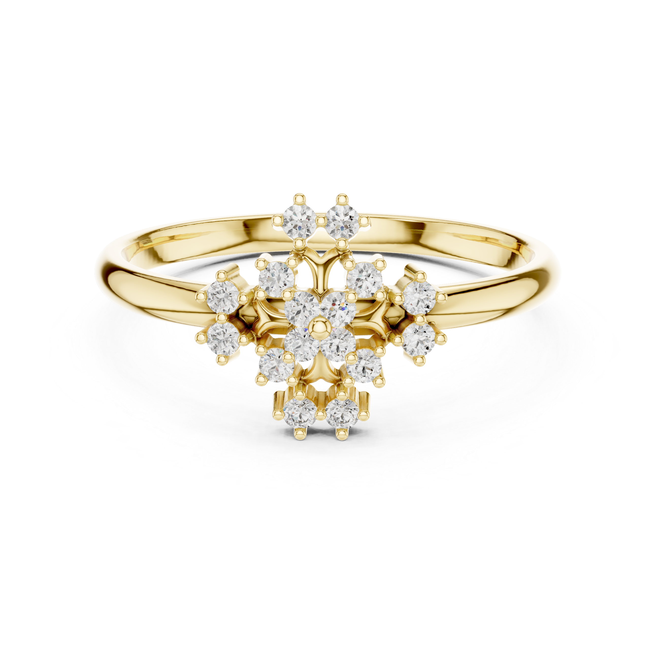 Elegant Rose Gold Floral Cluster Lab-Grown Diamond Ring