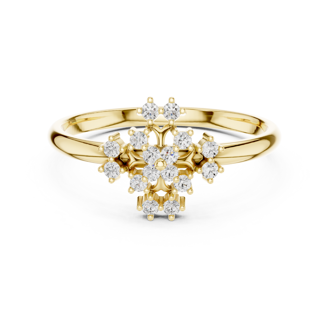 Elegant Rose Gold Floral Cluster Lab-Grown Diamond Ring