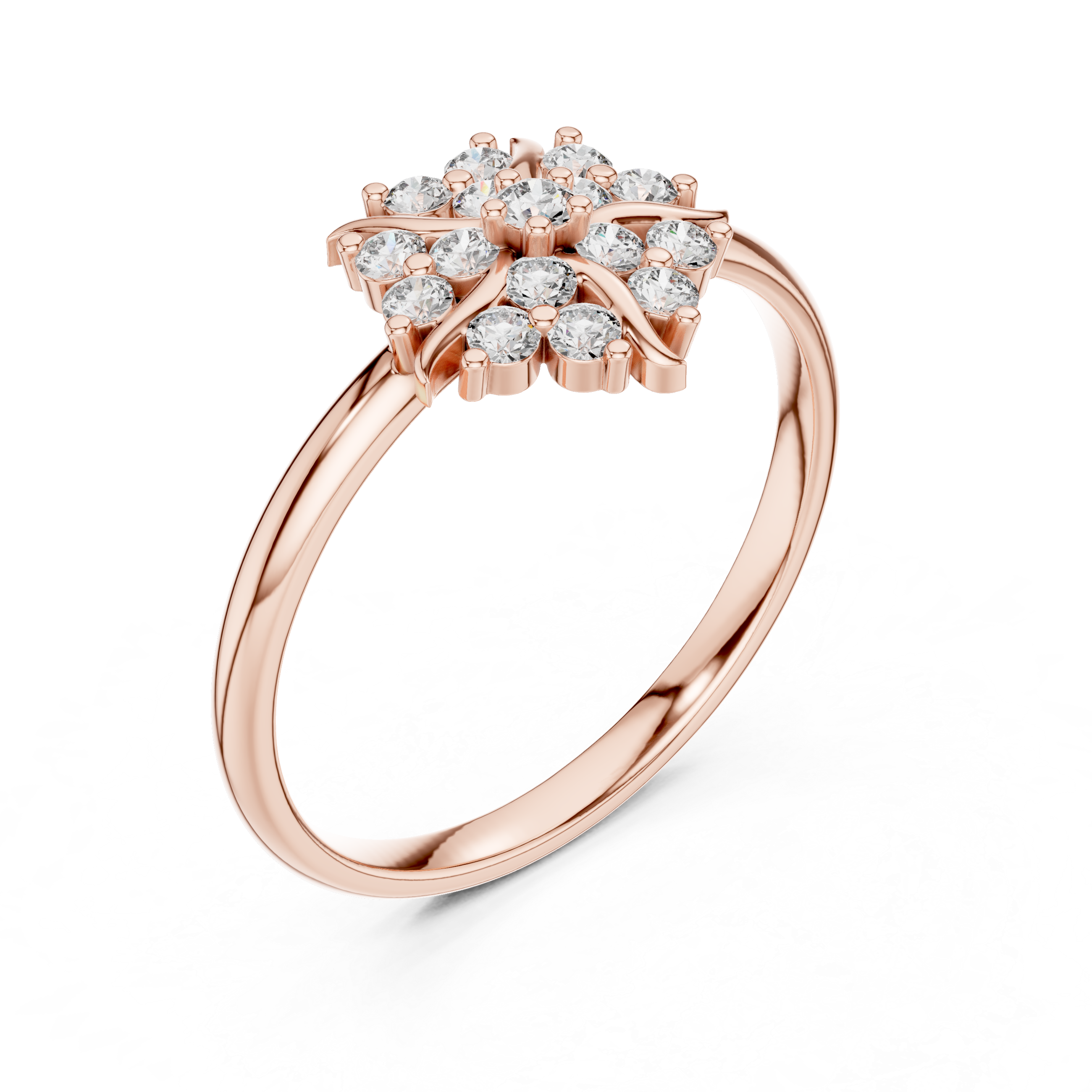 Rose Gold Floral Cluster Lab-Grown Diamond Ring