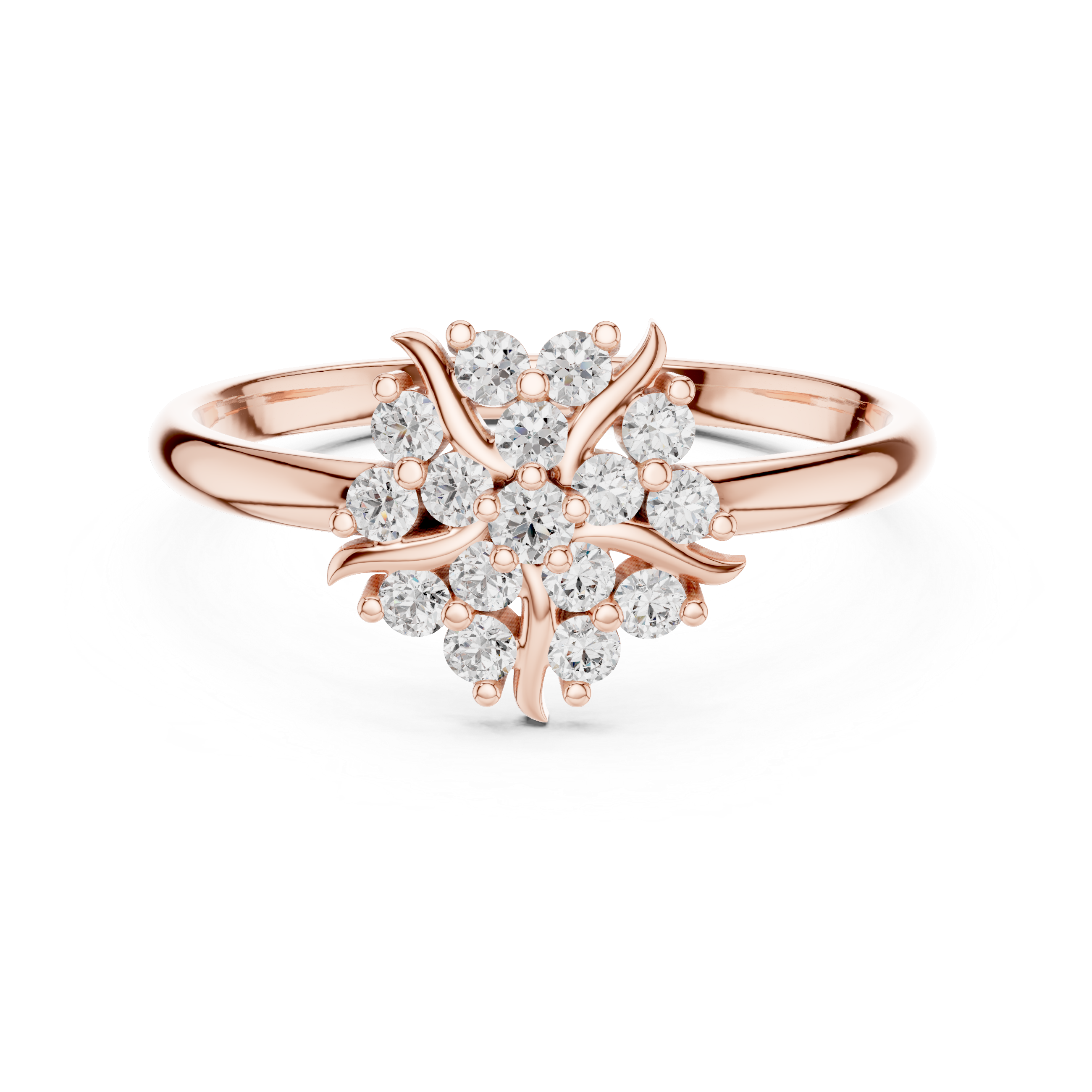 Rose Gold Floral Cluster Lab-Grown Diamond Ring