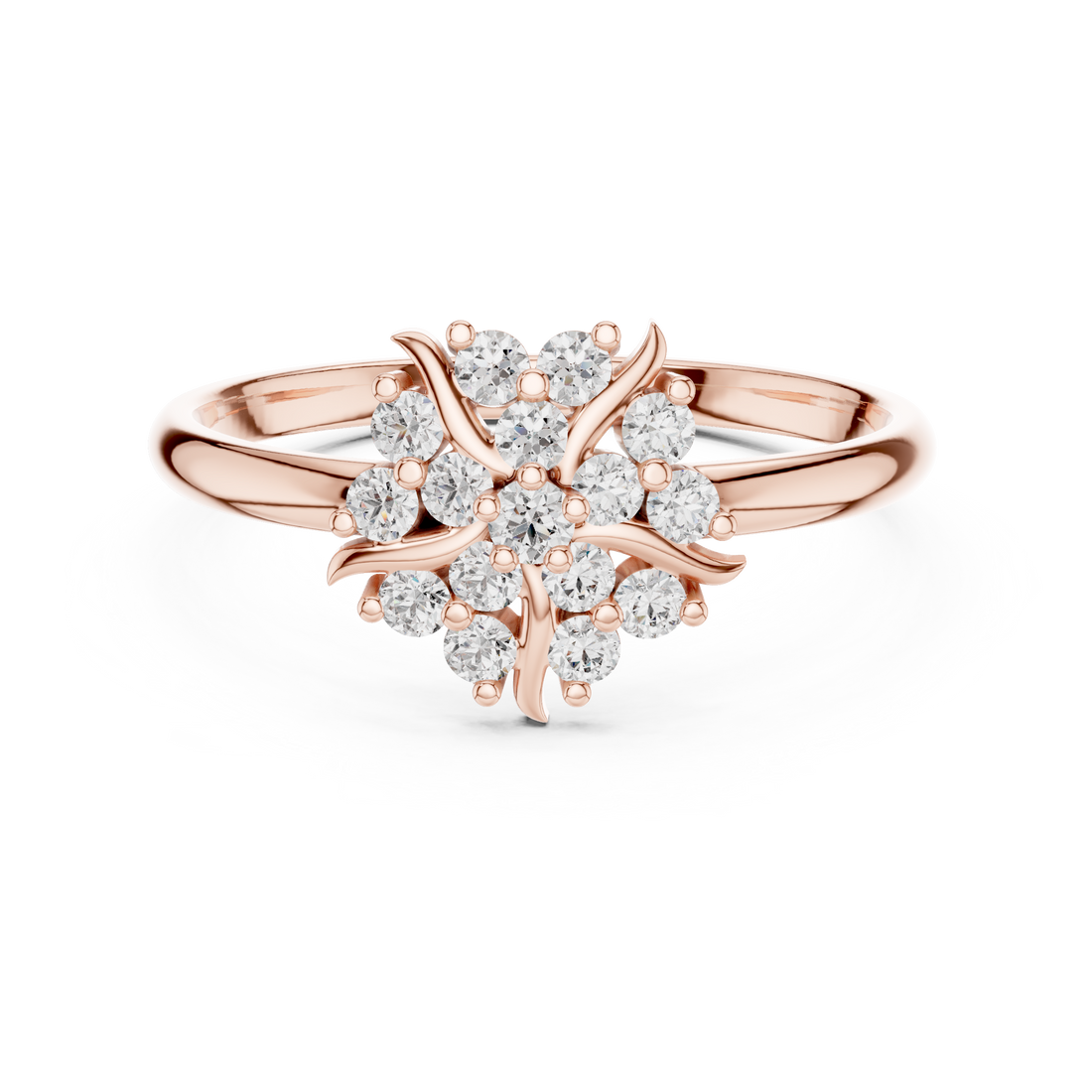Rose Gold Floral Cluster Lab-Grown Diamond Ring