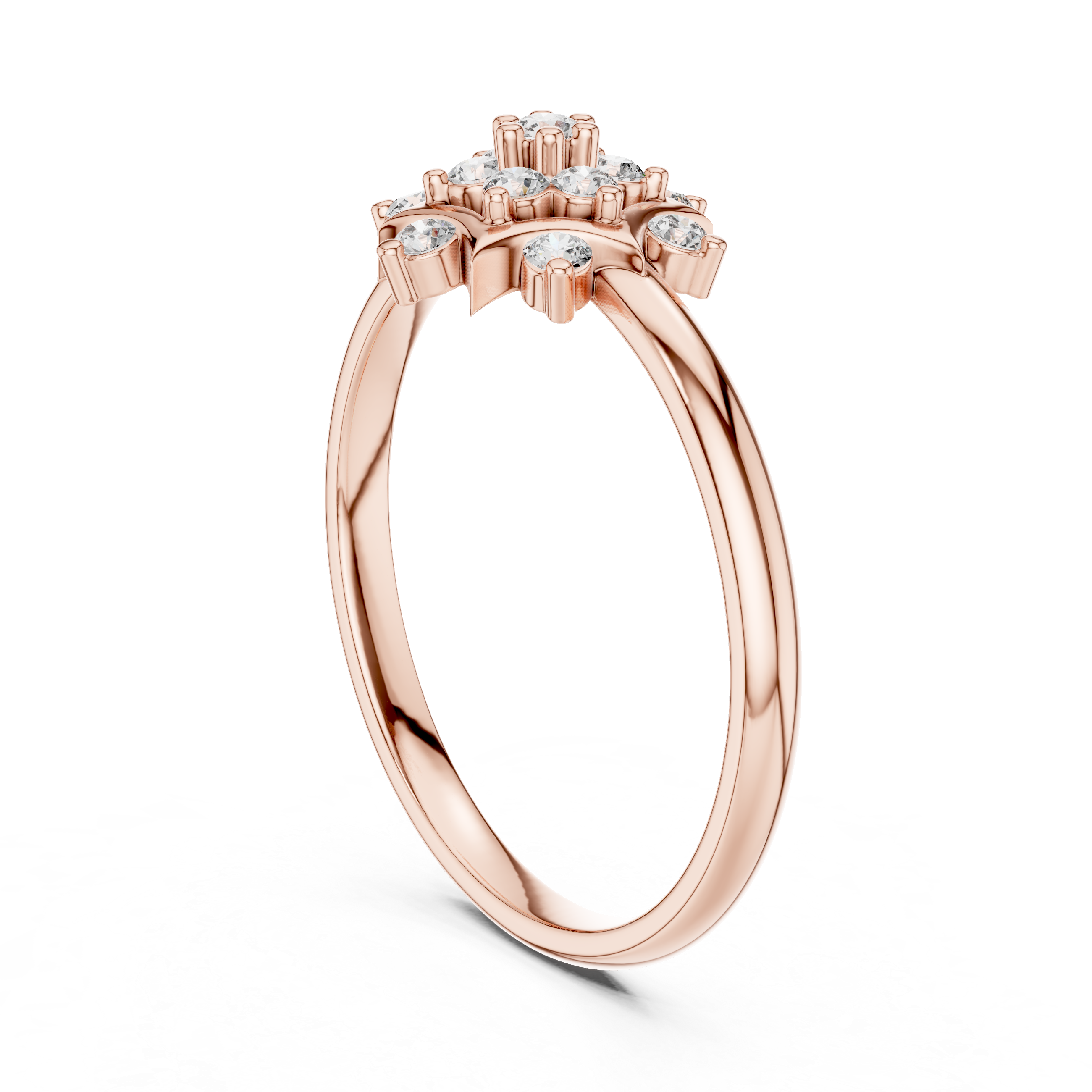 Elegant Rose Gold Floral Cluster Lab-Grown Diamond Ring