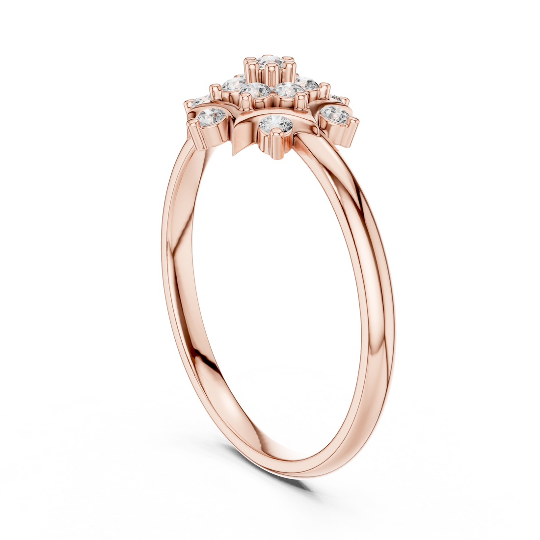 Elegant Rose Gold Floral Cluster Lab-Grown Diamond Ring