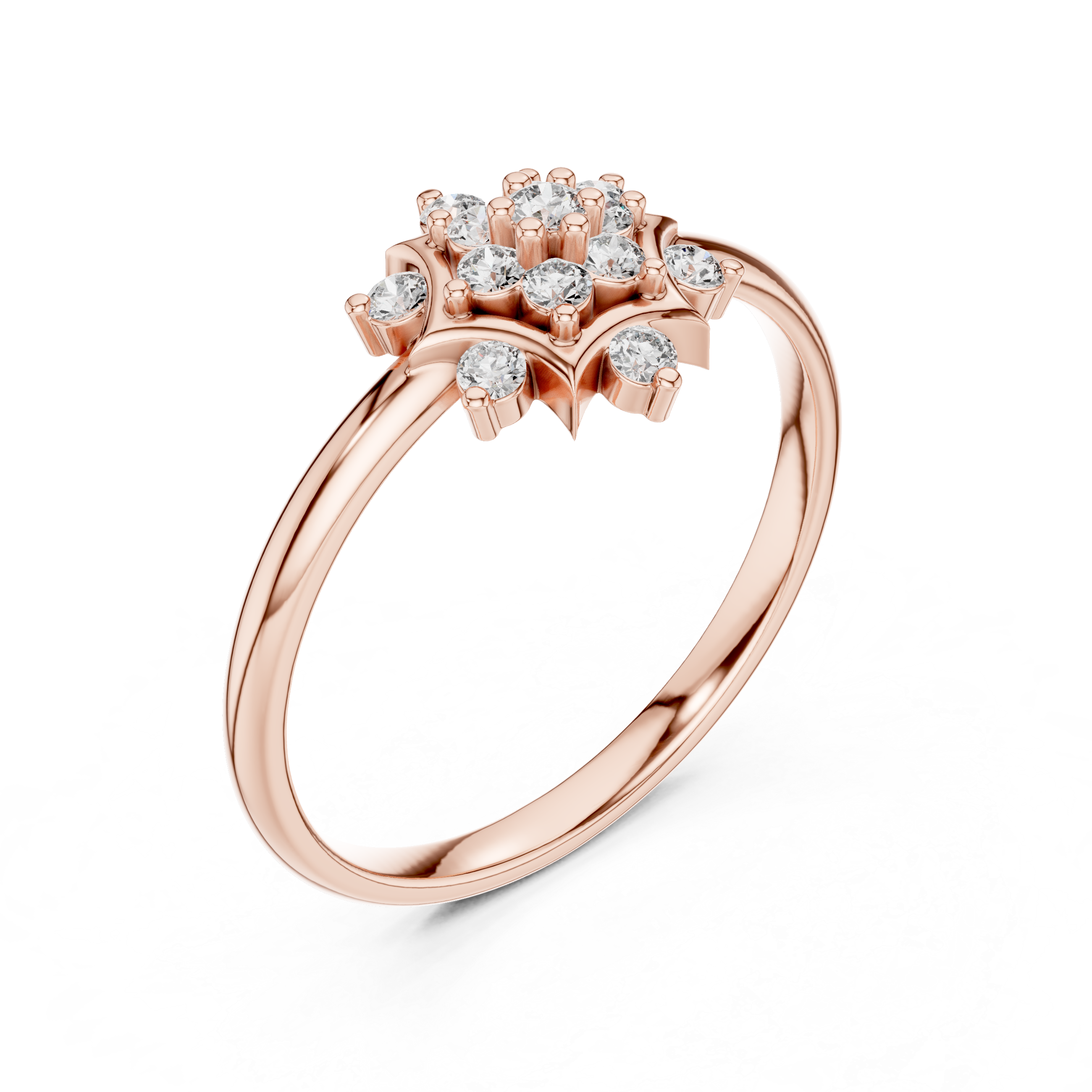 Elegant Rose Gold Floral Cluster Lab-Grown Diamond Ring