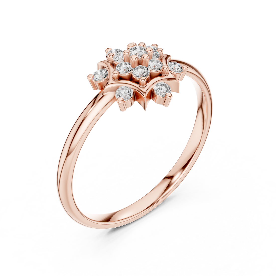 Elegant Rose Gold Floral Cluster Lab-Grown Diamond Ring