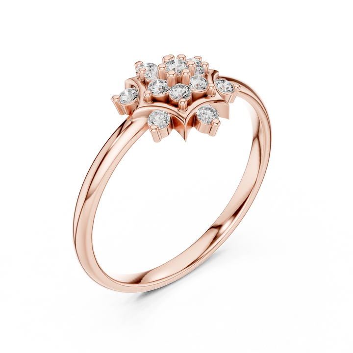 Elegant Rose Gold Floral Cluster Lab-Grown Diamond Ring