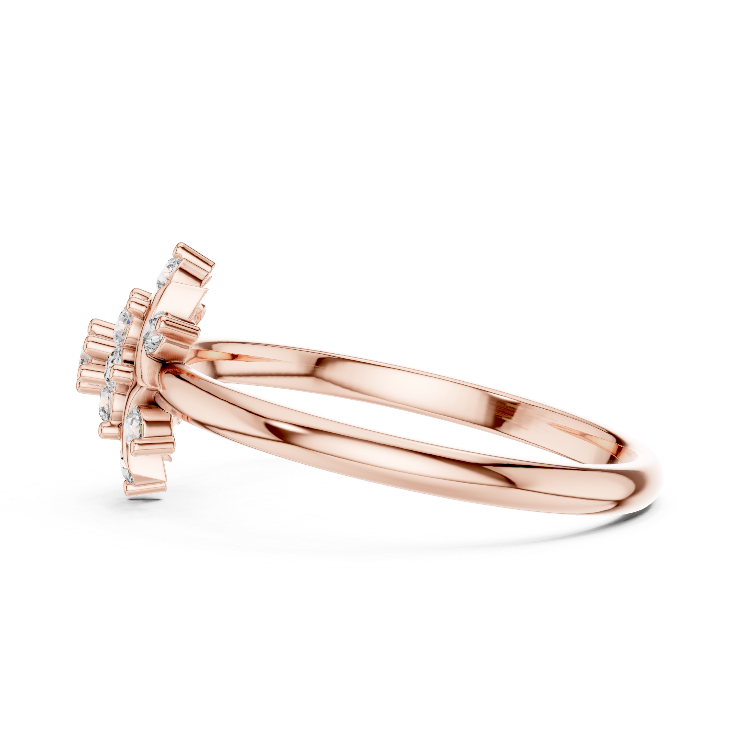 Elegant Rose Gold Floral Cluster Lab-Grown Diamond Ring