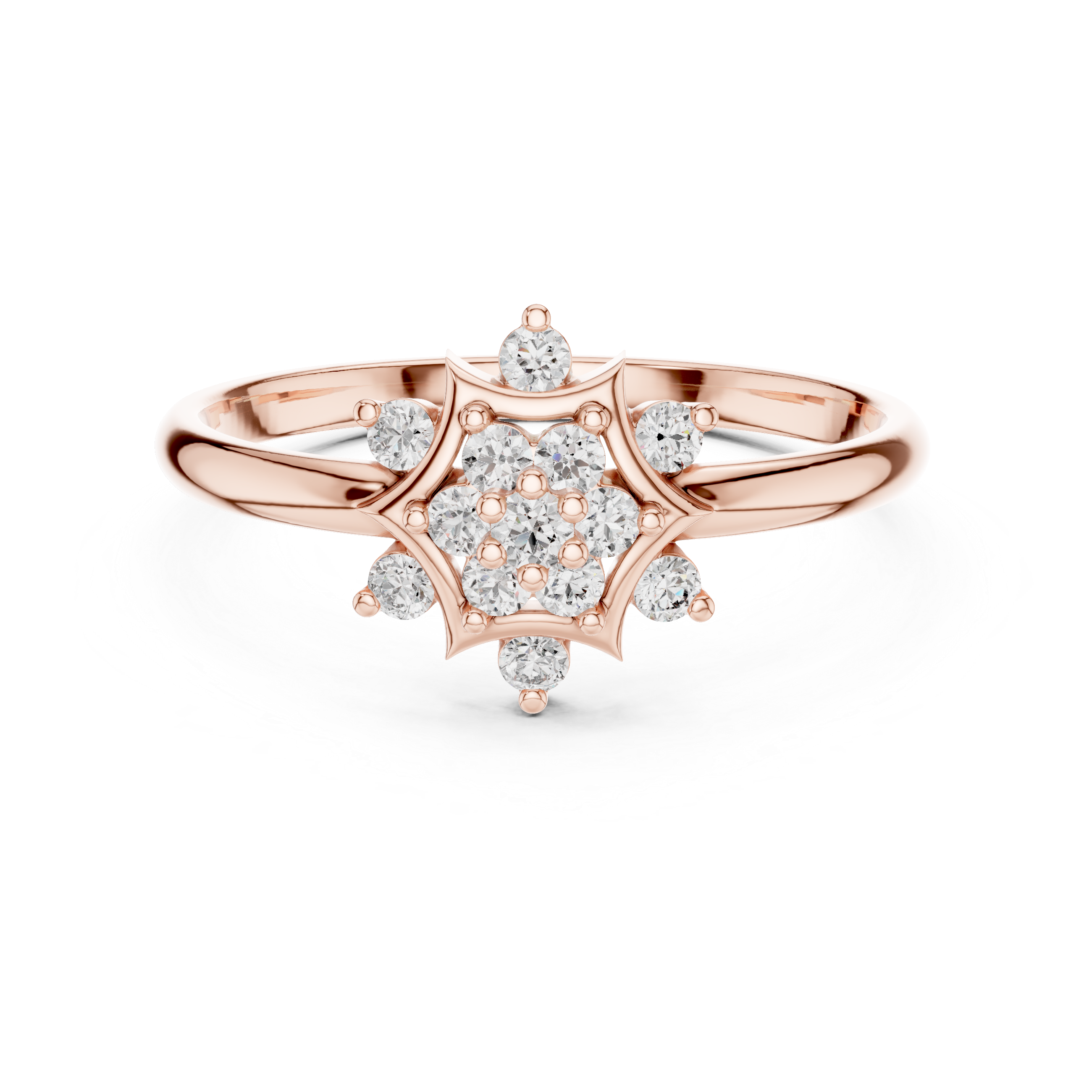 Elegant Rose Gold Floral Cluster Lab-Grown Diamond Ring