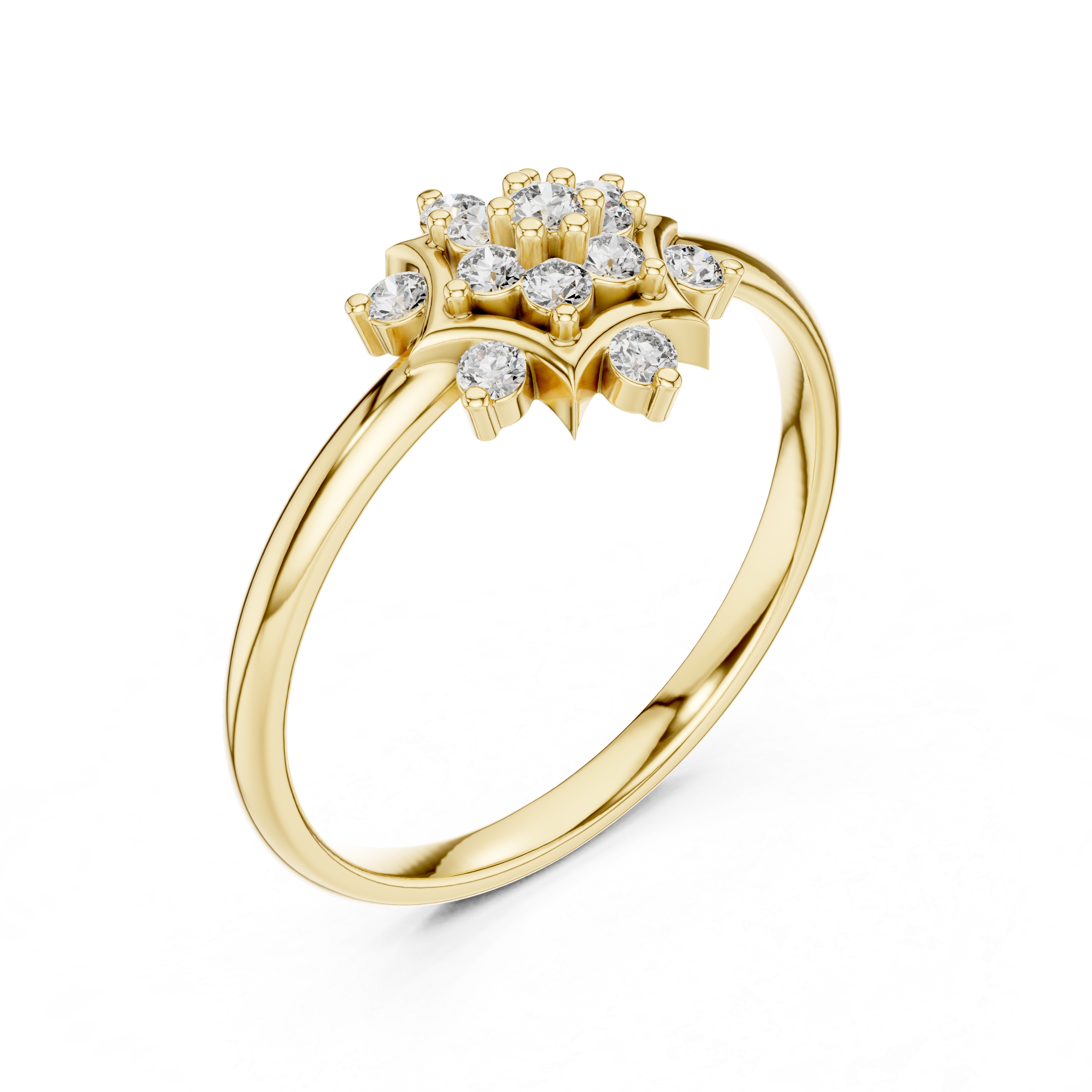 Elegant Rose Gold Floral Cluster Lab-Grown Diamond Ring