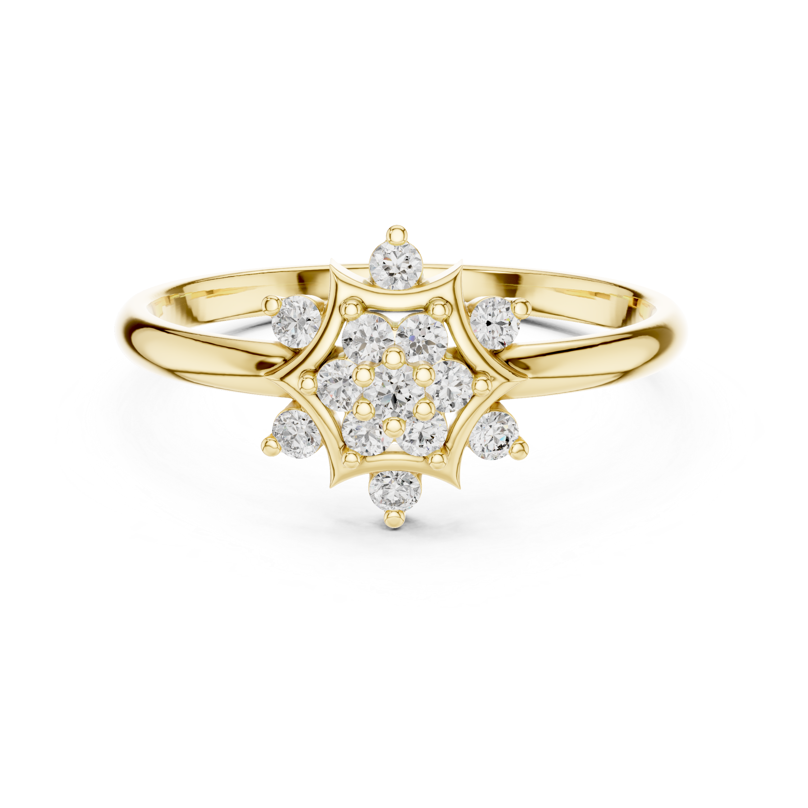 Elegant Rose Gold Floral Cluster Lab-Grown Diamond Ring