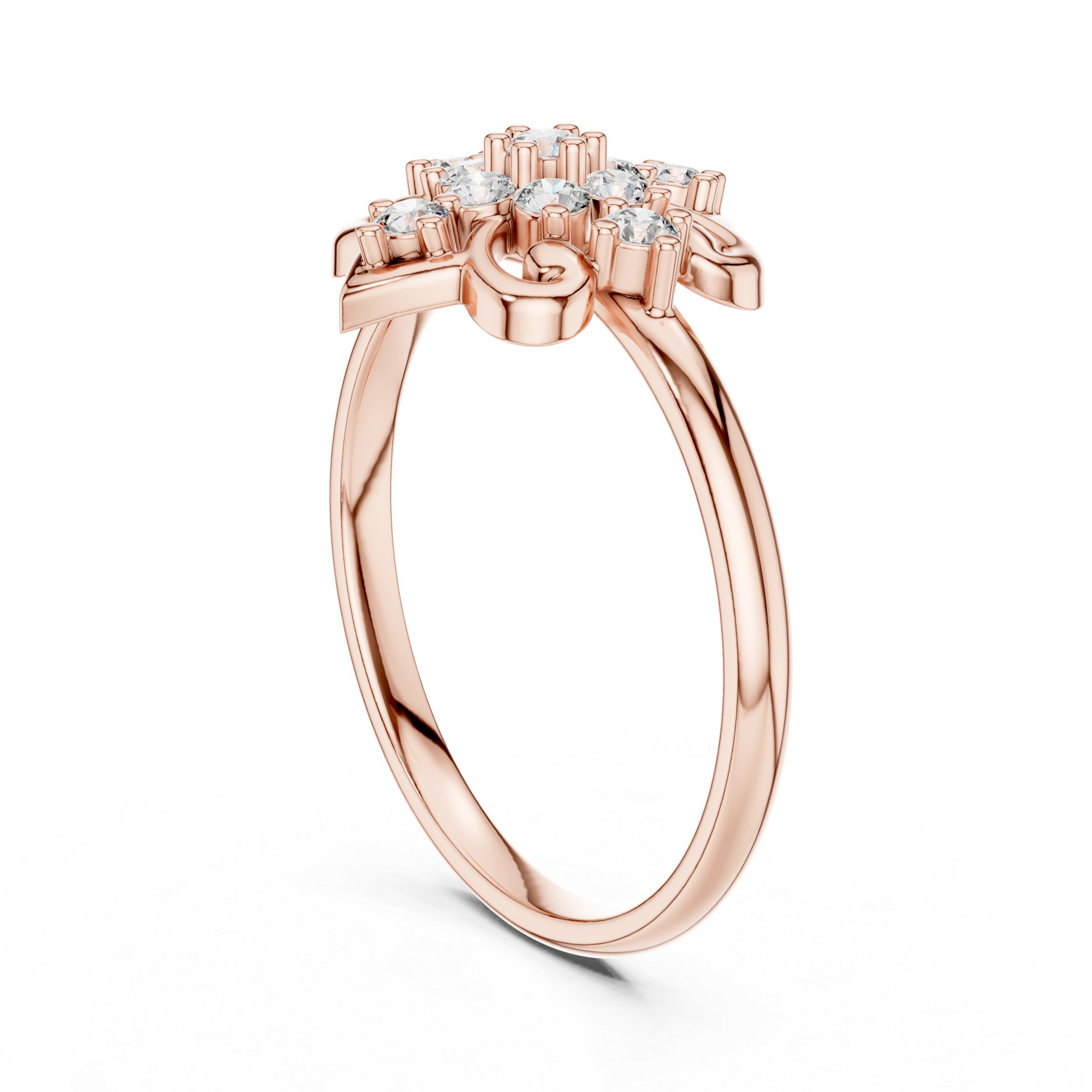 Elegant Rose Gold Floral Cluster Lab-Grown Diamond Ring