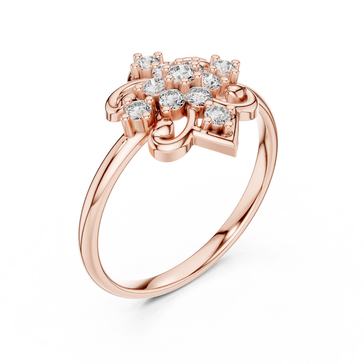 Elegant Rose Gold Floral Cluster Lab-Grown Diamond Ring