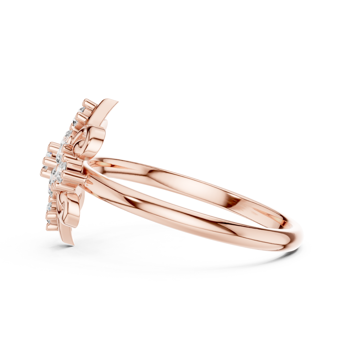 Elegant Rose Gold Floral Cluster Lab-Grown Diamond Ring