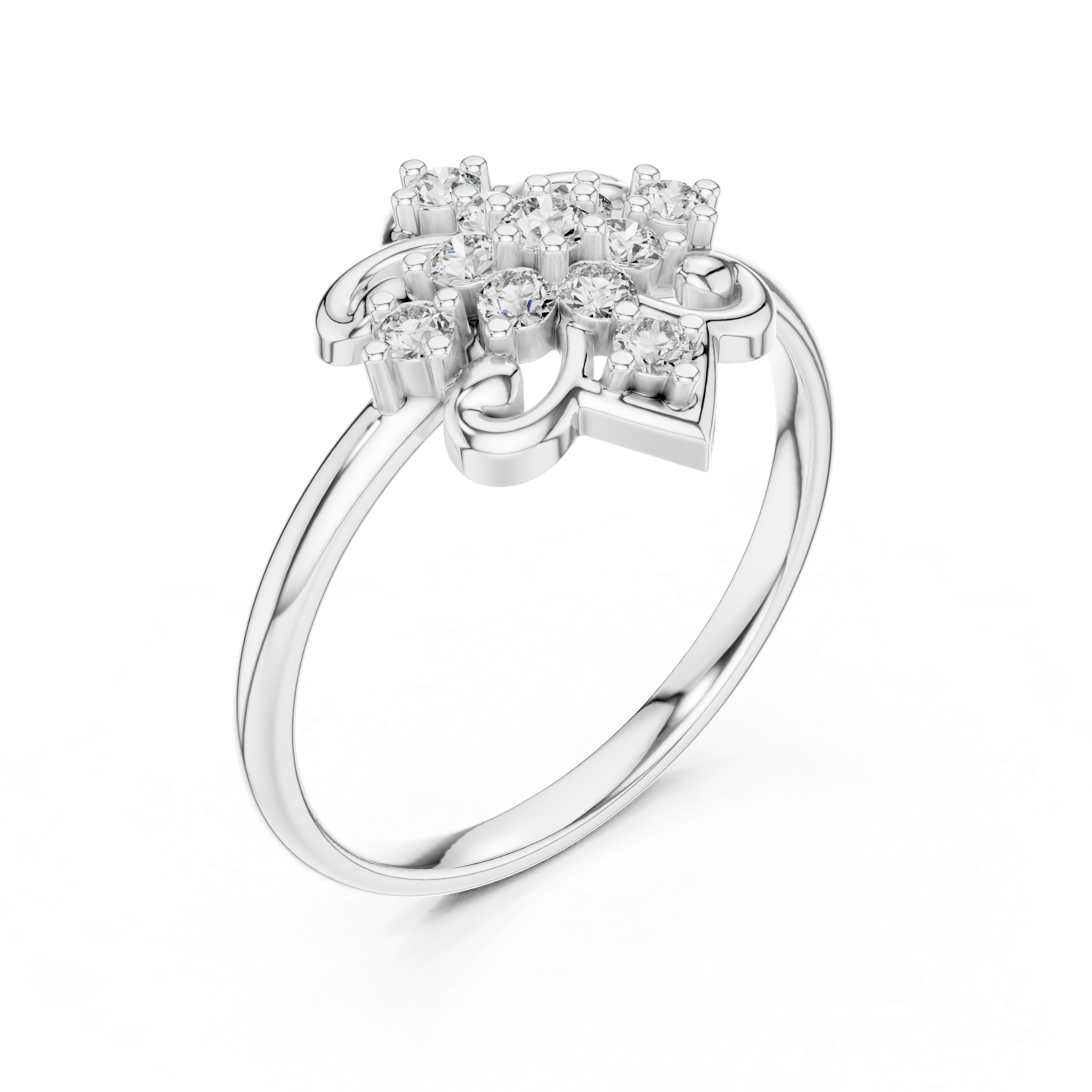 Elegant Rose Gold Floral Cluster Lab-Grown Diamond Ring