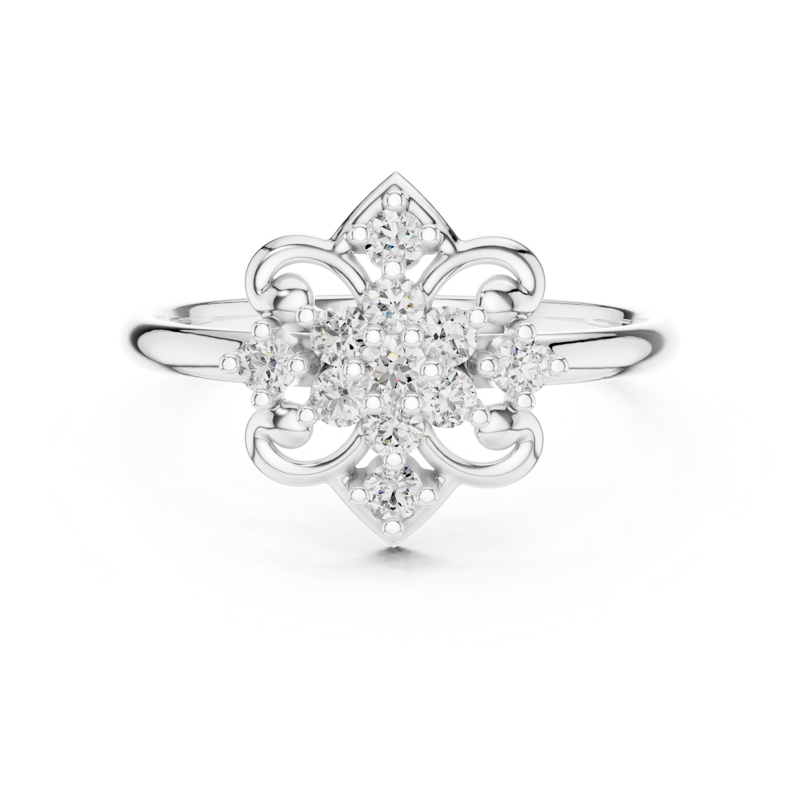 Elegant Rose Gold Floral Cluster Lab-Grown Diamond Ring