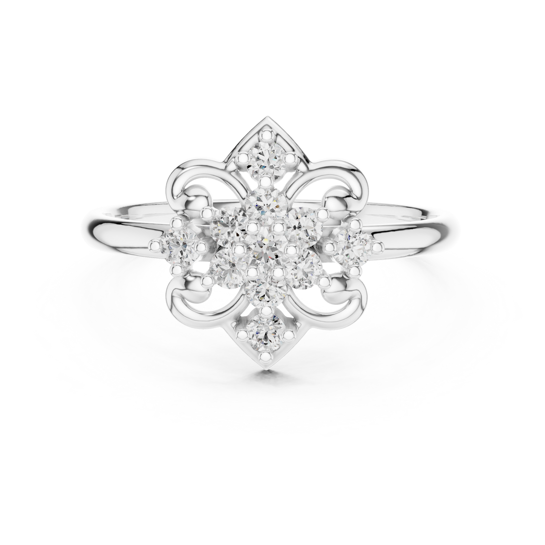 Elegant Rose Gold Floral Cluster Lab-Grown Diamond Ring