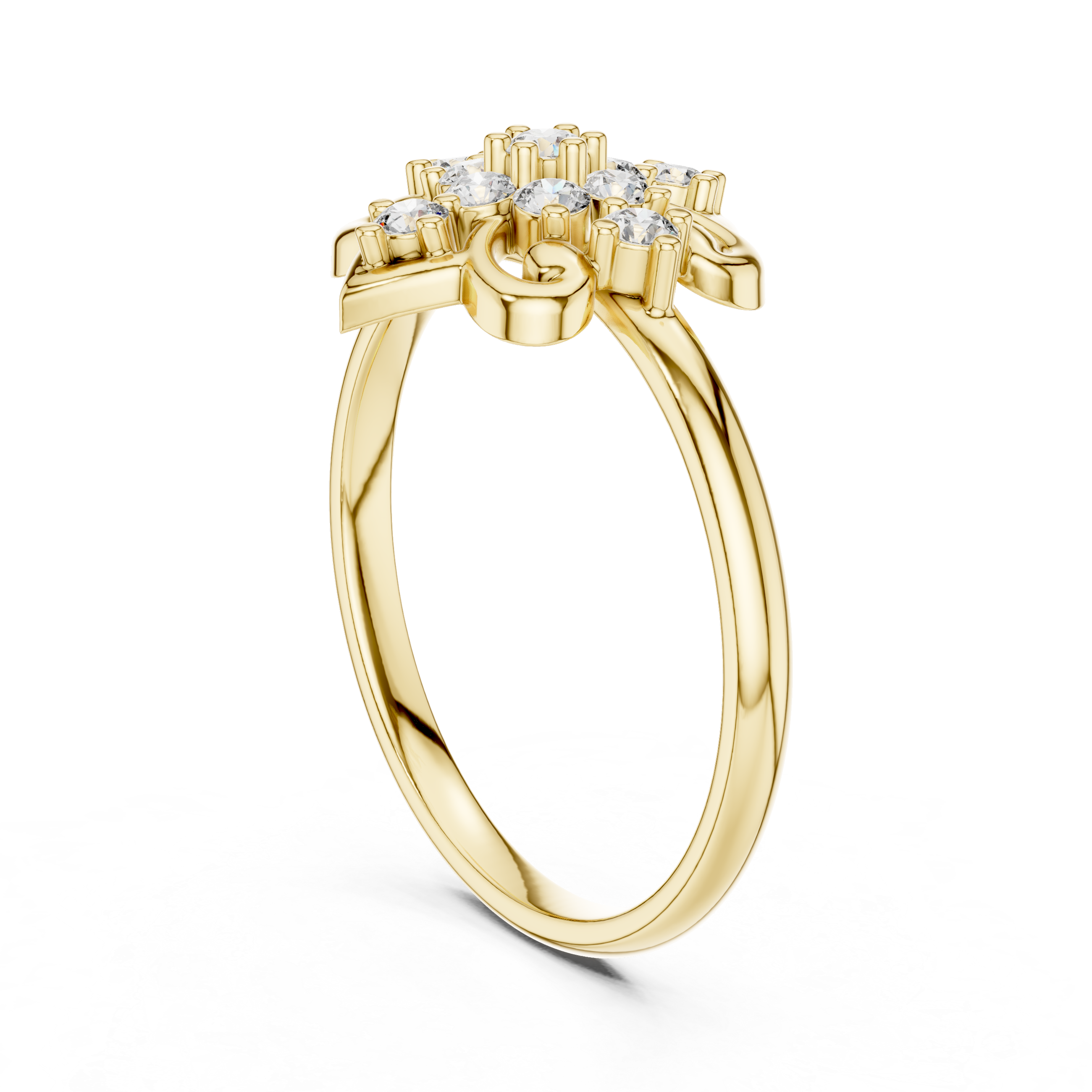 Elegant Rose Gold Floral Cluster Lab-Grown Diamond Ring