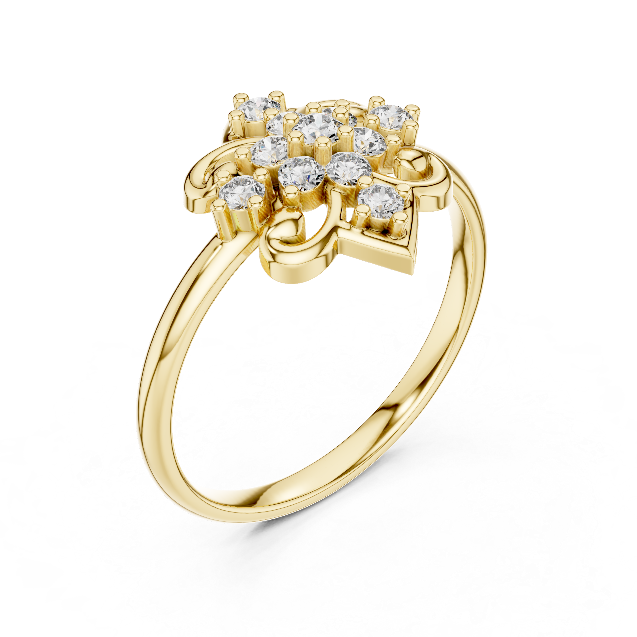 Elegant Rose Gold Floral Cluster Lab-Grown Diamond Ring