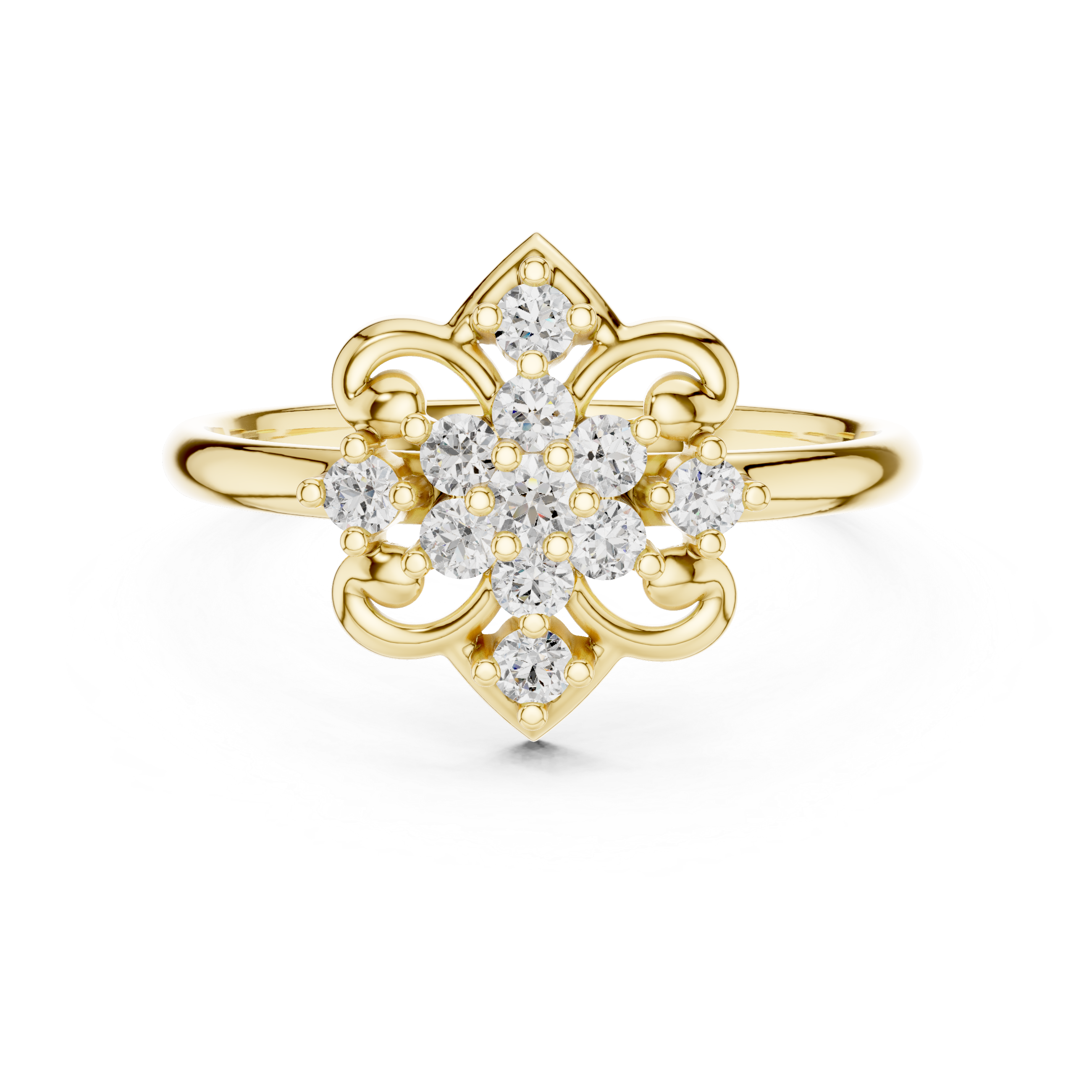 Elegant Rose Gold Floral Cluster Lab-Grown Diamond Ring