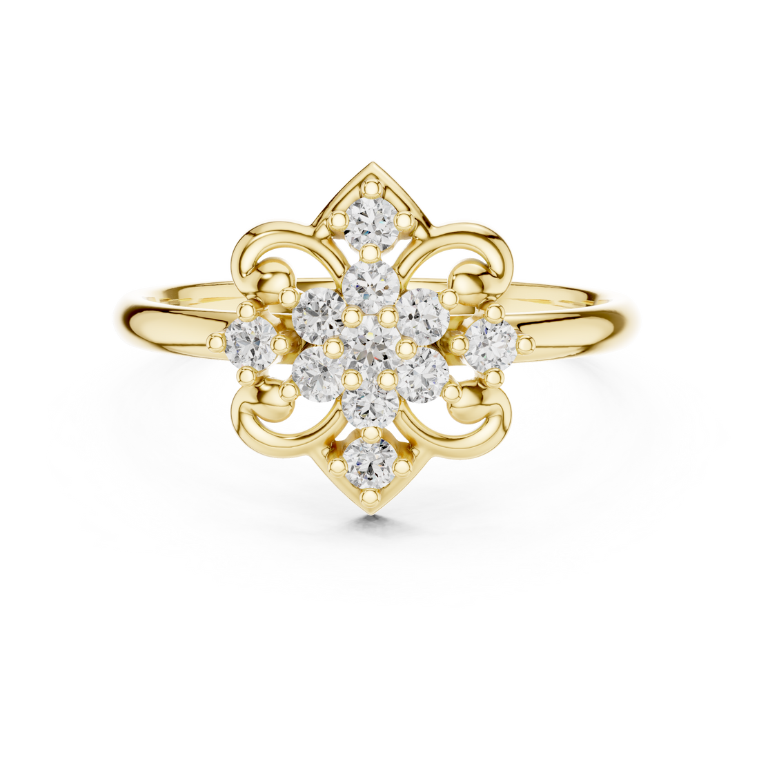 Elegant Rose Gold Floral Cluster Lab-Grown Diamond Ring