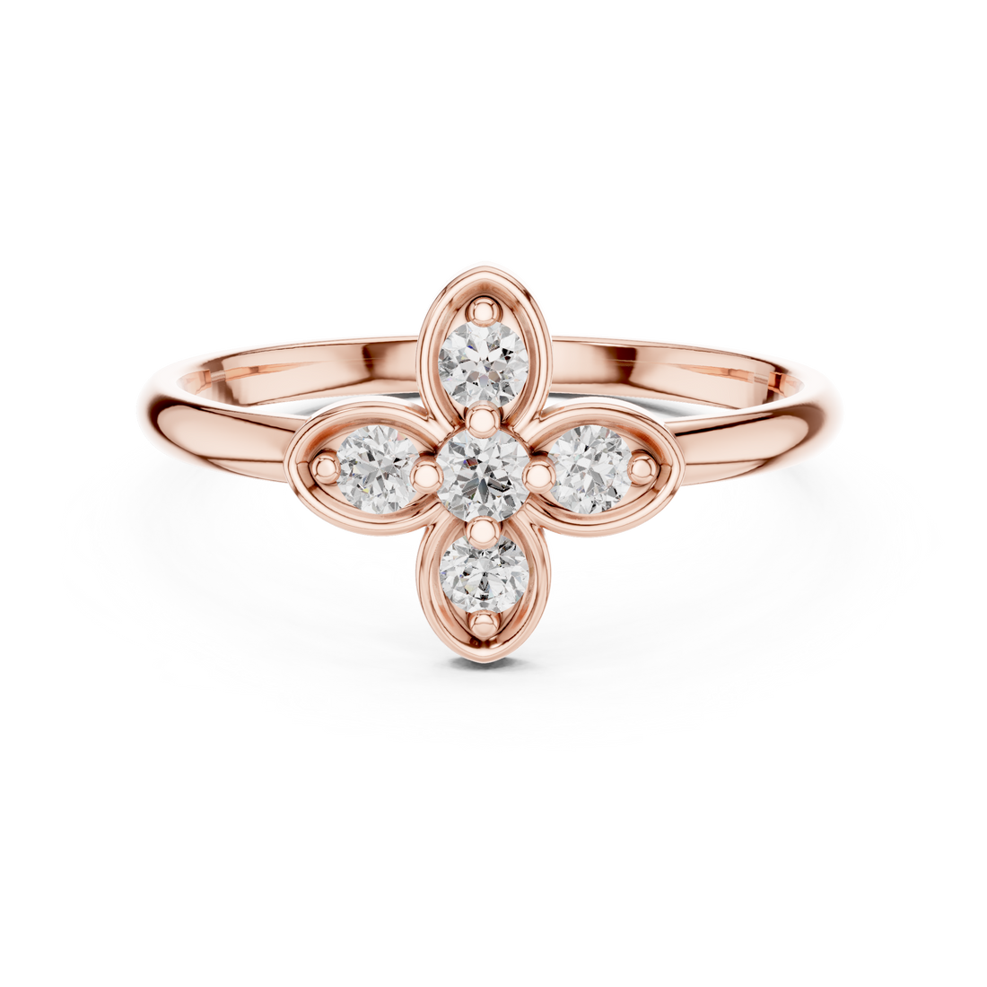 Four-Petal Floral Lab-Grown Diamond Ring