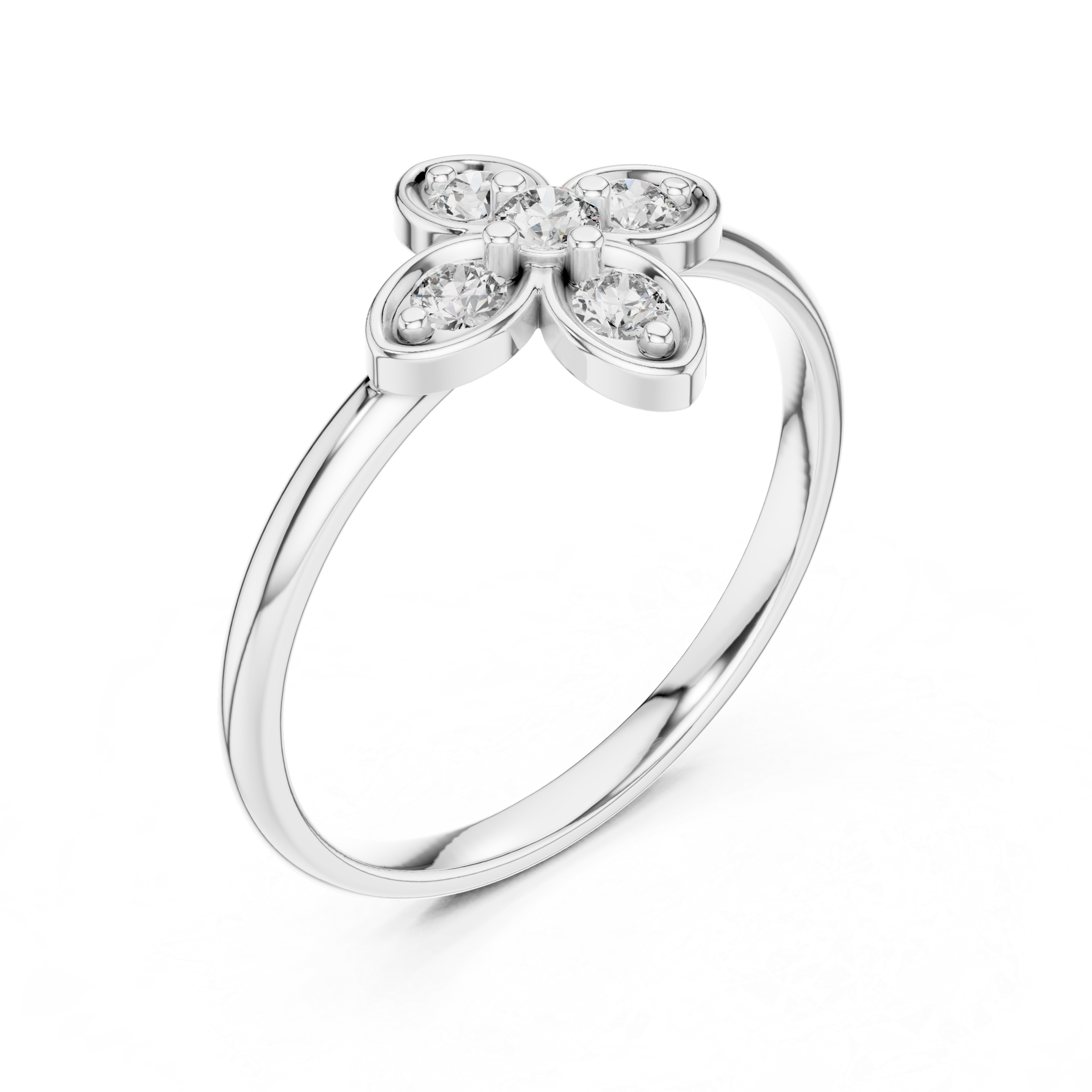 Four-Petal Floral Lab-Grown Diamond Ring