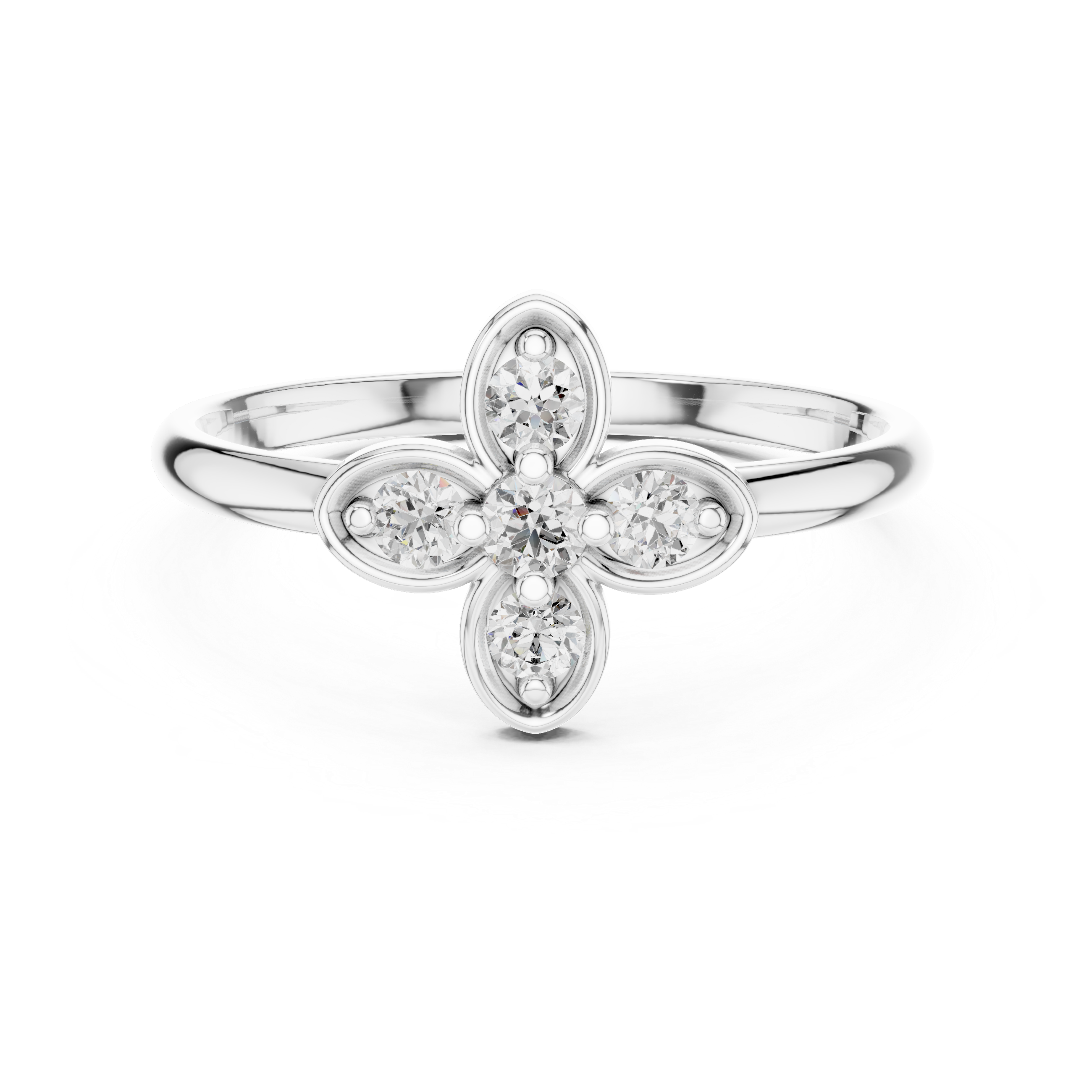 Four-Petal Floral Lab-Grown Diamond Ring