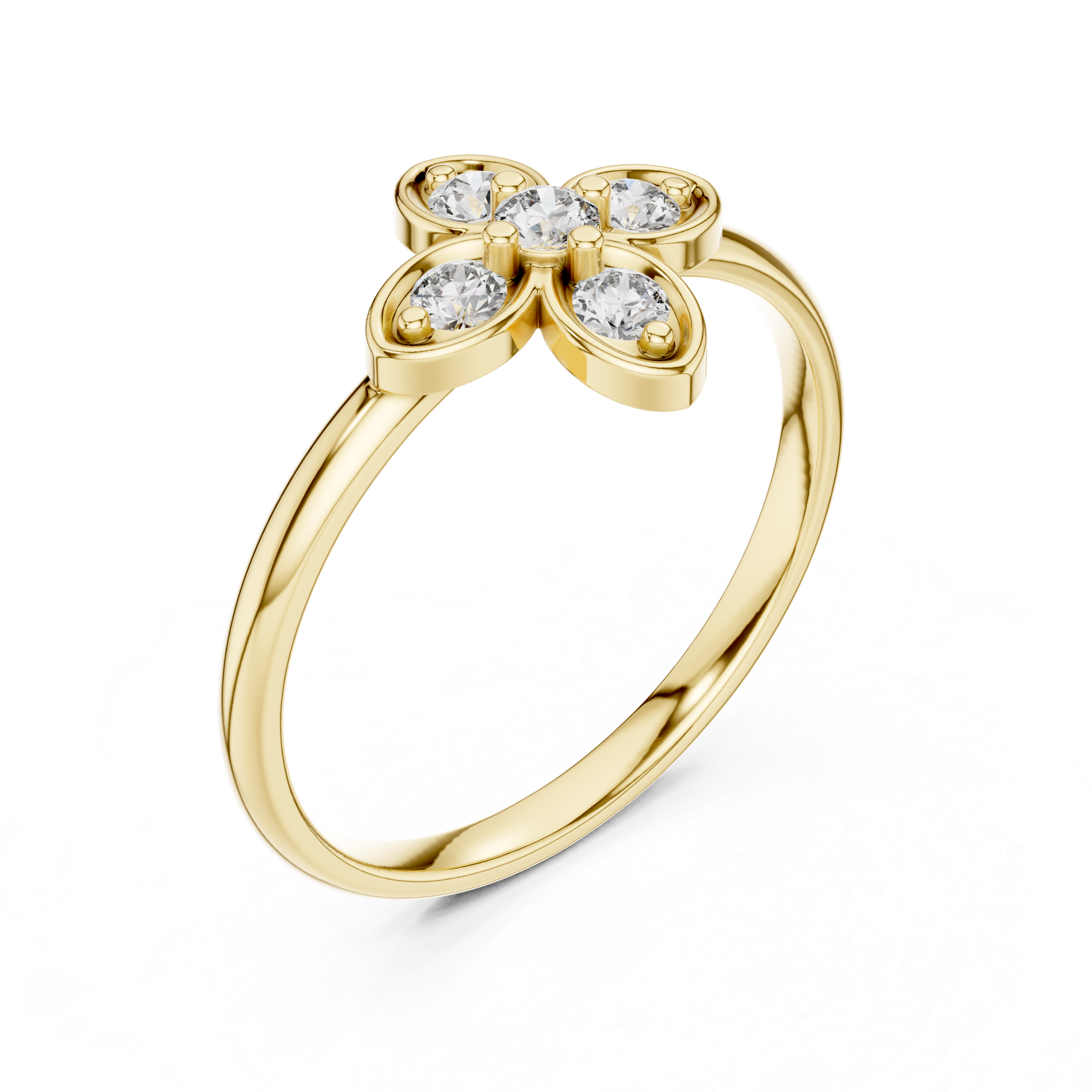 Four-Petal Floral Lab-Grown Diamond Ring