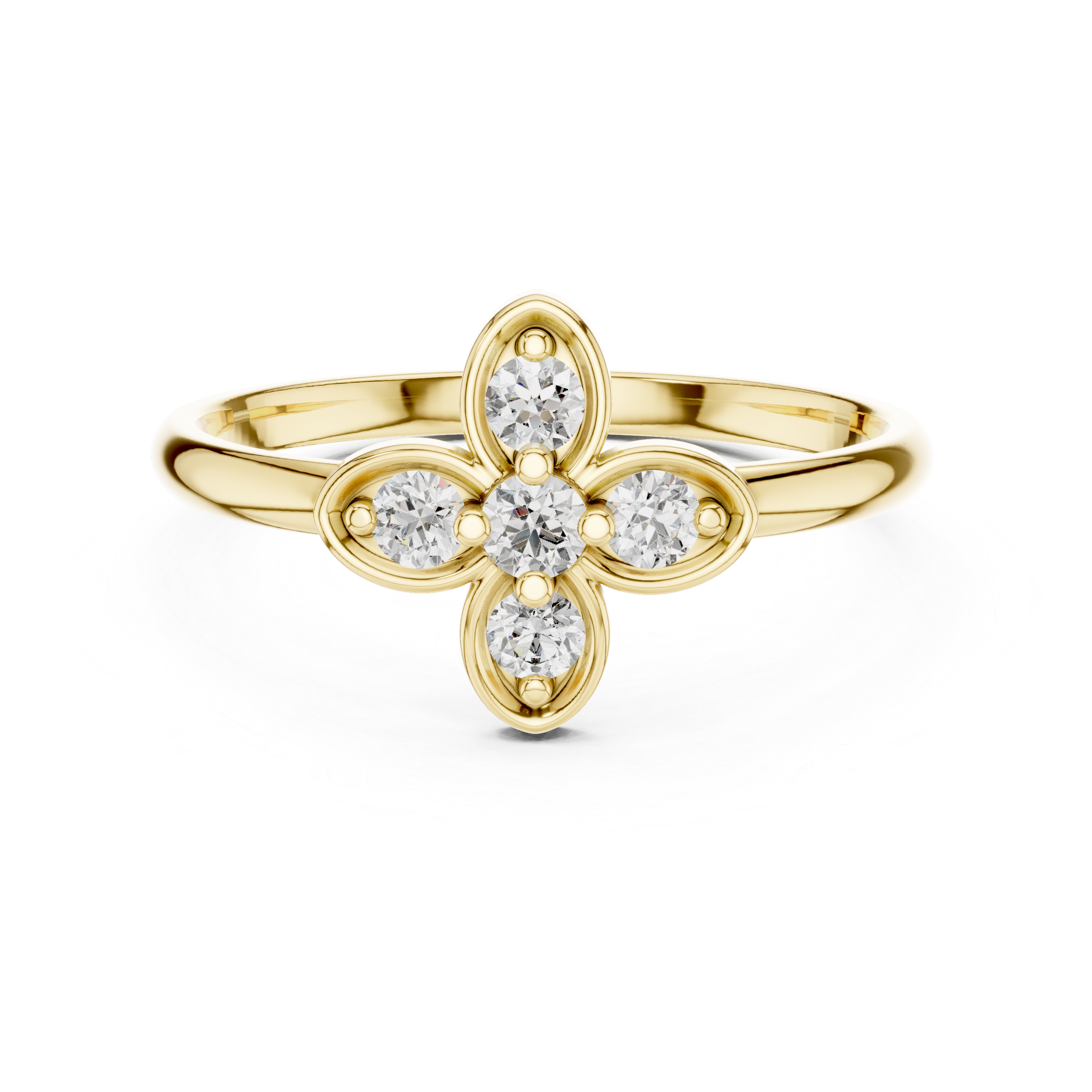 Four-Petal Floral Lab-Grown Diamond Ring