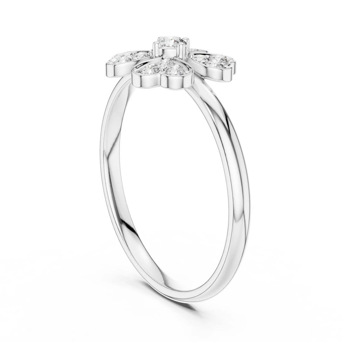 Four-Leaf Floral Lab-Grown Diamond Ring