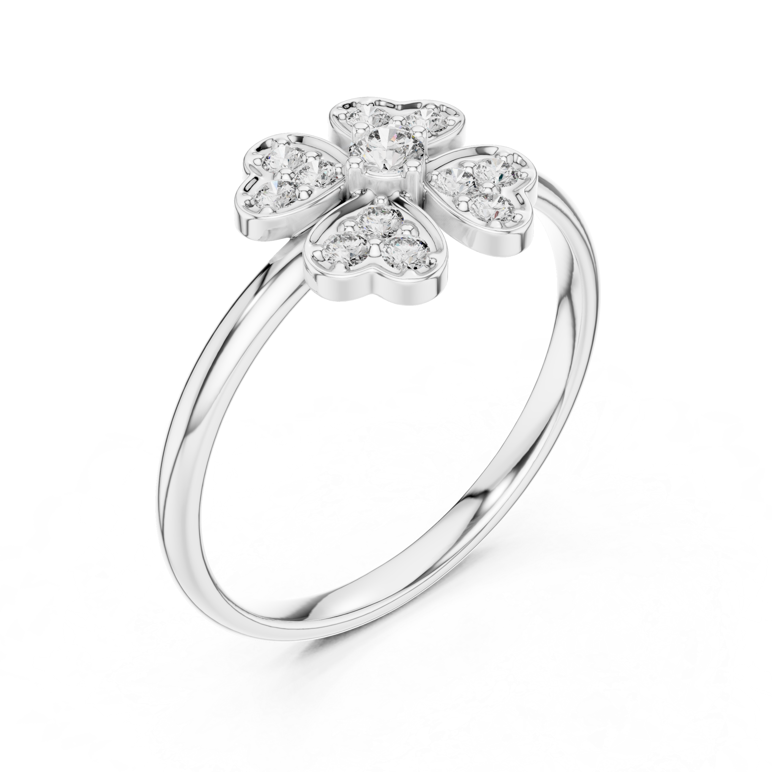 Four-Leaf Floral Lab-Grown Diamond Ring